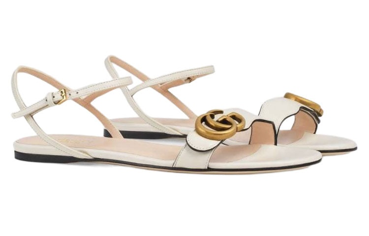 (WMNS) Gucci Double G Leather Sandal 'White' 524631-A3N00-9022 - 4