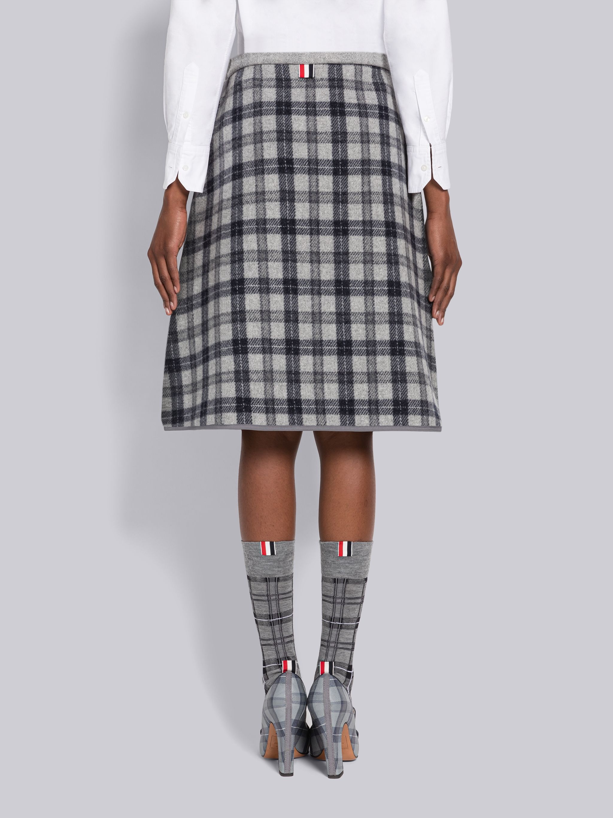 Double Face Wool Tartan Reversible Wrap Skirt - 3