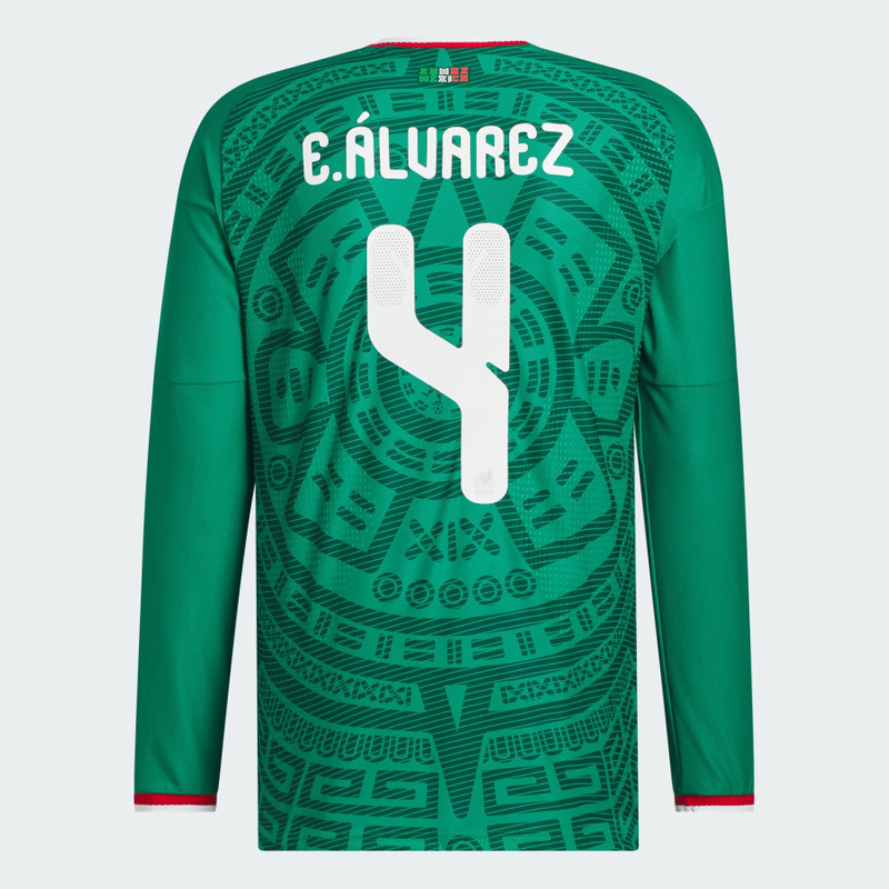 Mexico 26 Home Alvarez Authentic Long Sleeve Jersey 3