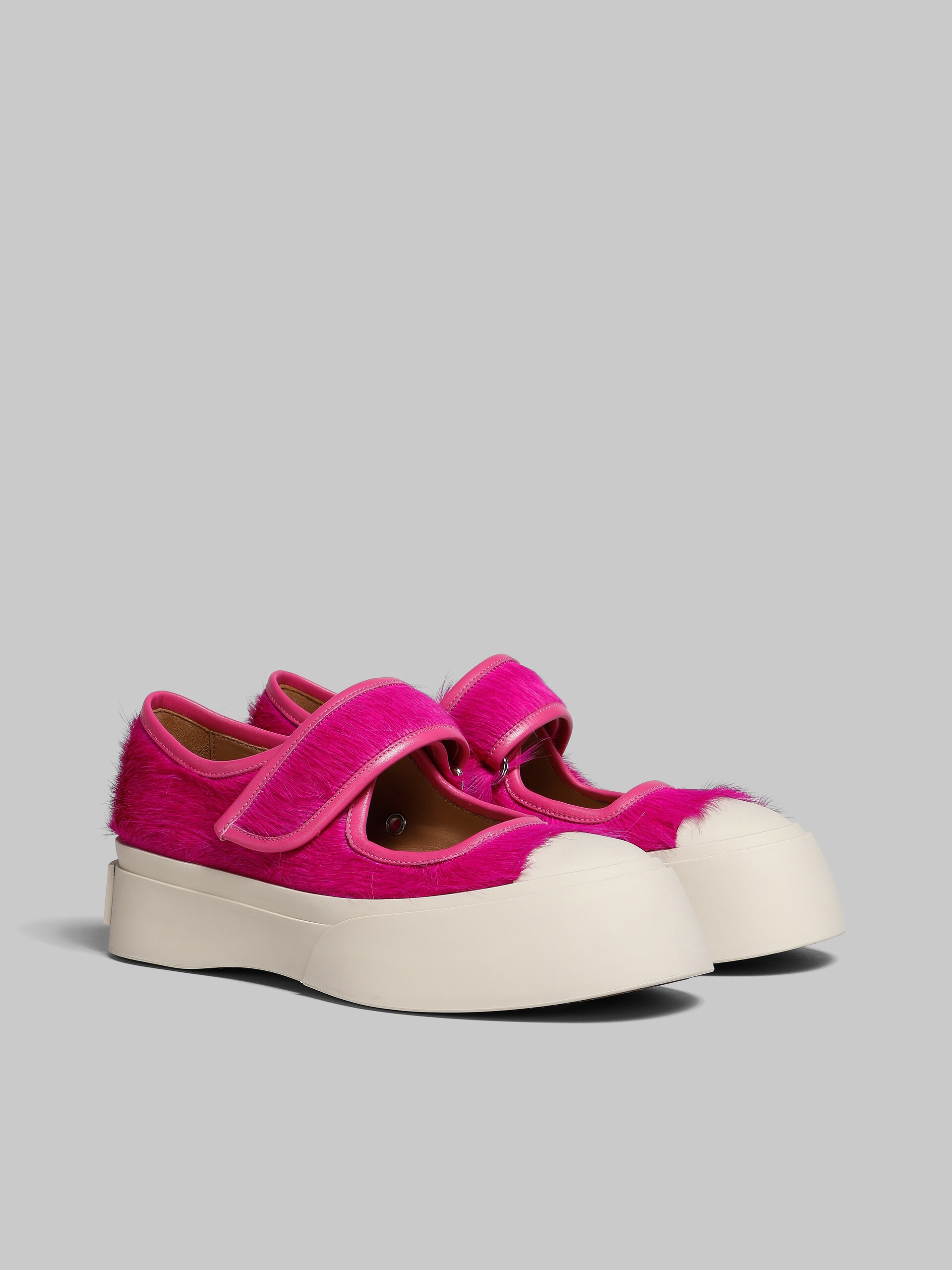 FUCHSIA LONG-HAIR CALFSKIN MARY JANE SNEAKER - 2