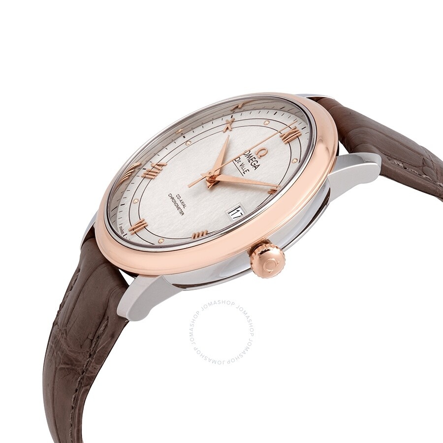 Omega De Ville Ivory Silvery Dial Automatic Men's Leather Watch 424.23.40.20.02.003 - 2