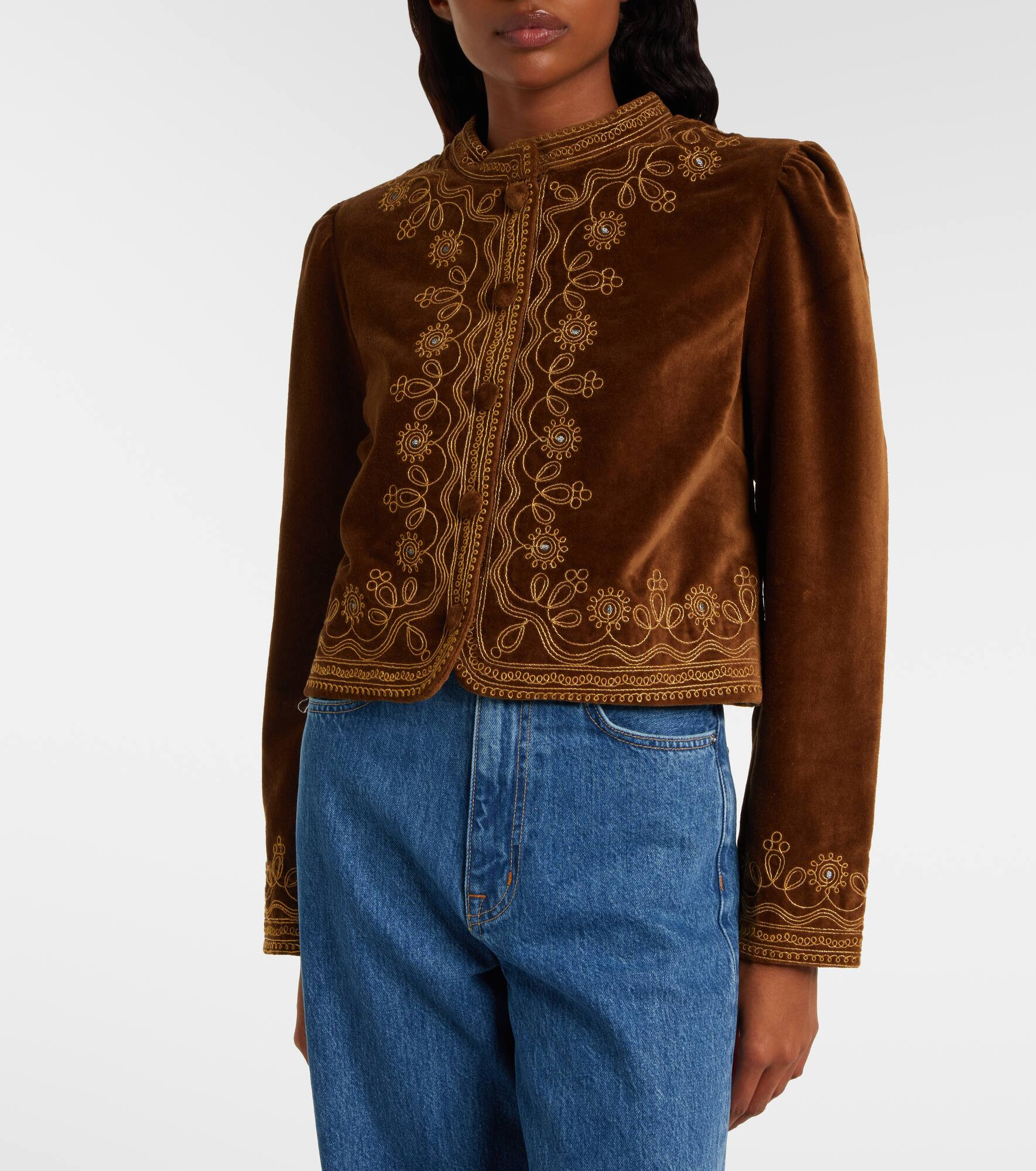 Denver embroidered cotton velvet jacket - 6
