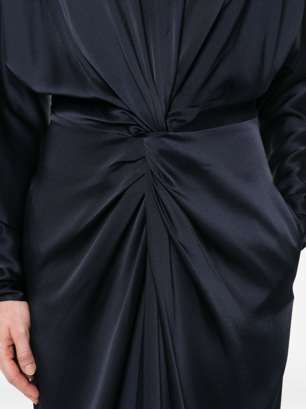 twist-front long-sleeve midi dress - 5