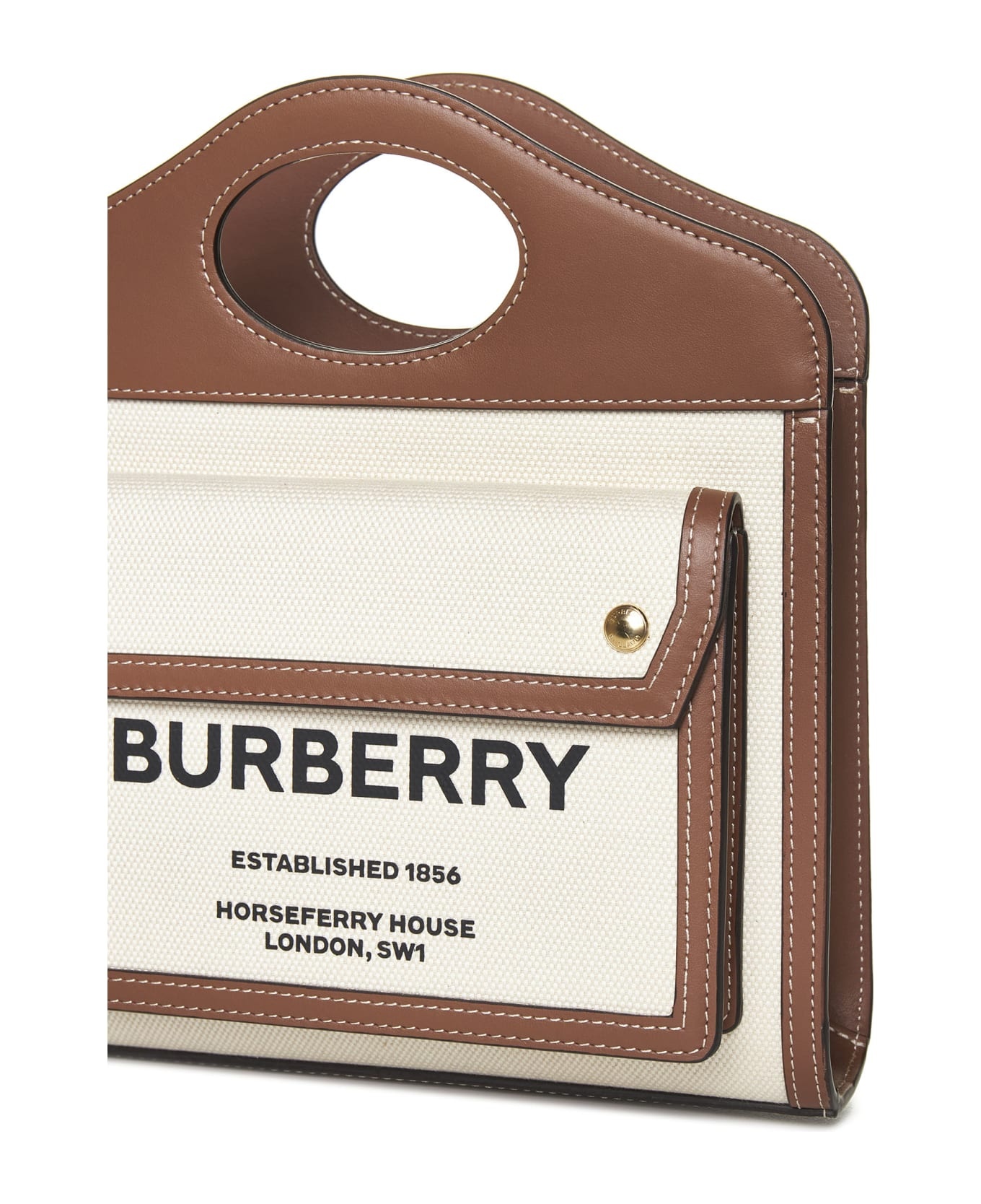 Mini Two-tone Canvas And Leather Pocket Bag - 5