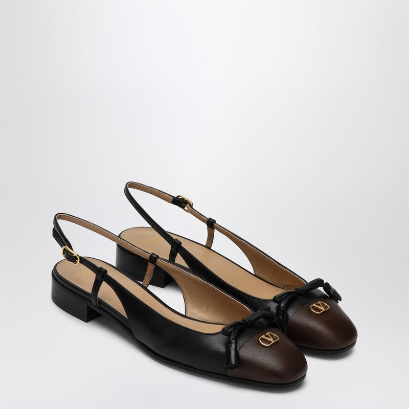 Valentino Garavani Valet Du Roi Slingback Ballerina Flats In Black/Coffee Women - 1