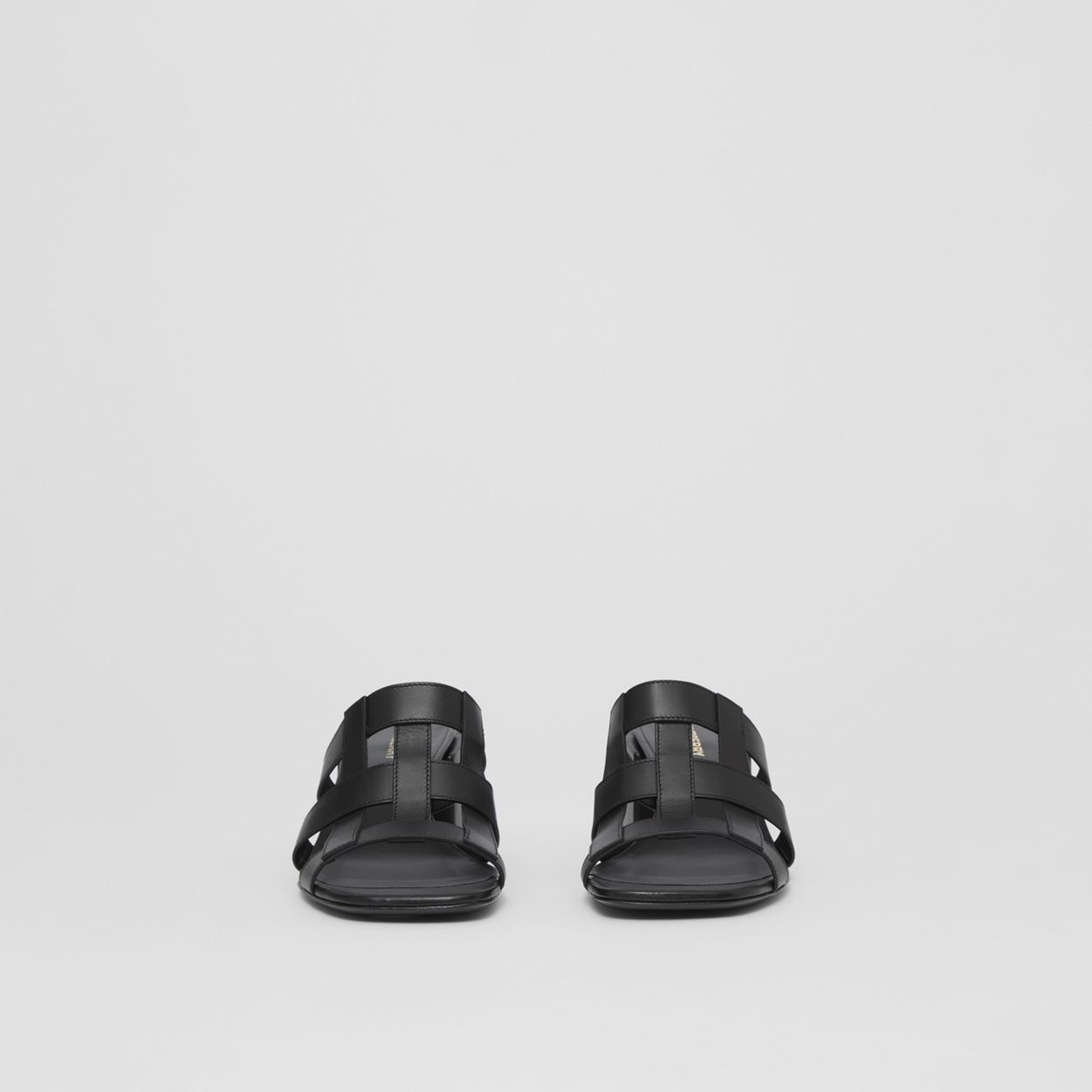 Latticed Leather Sandals - 5