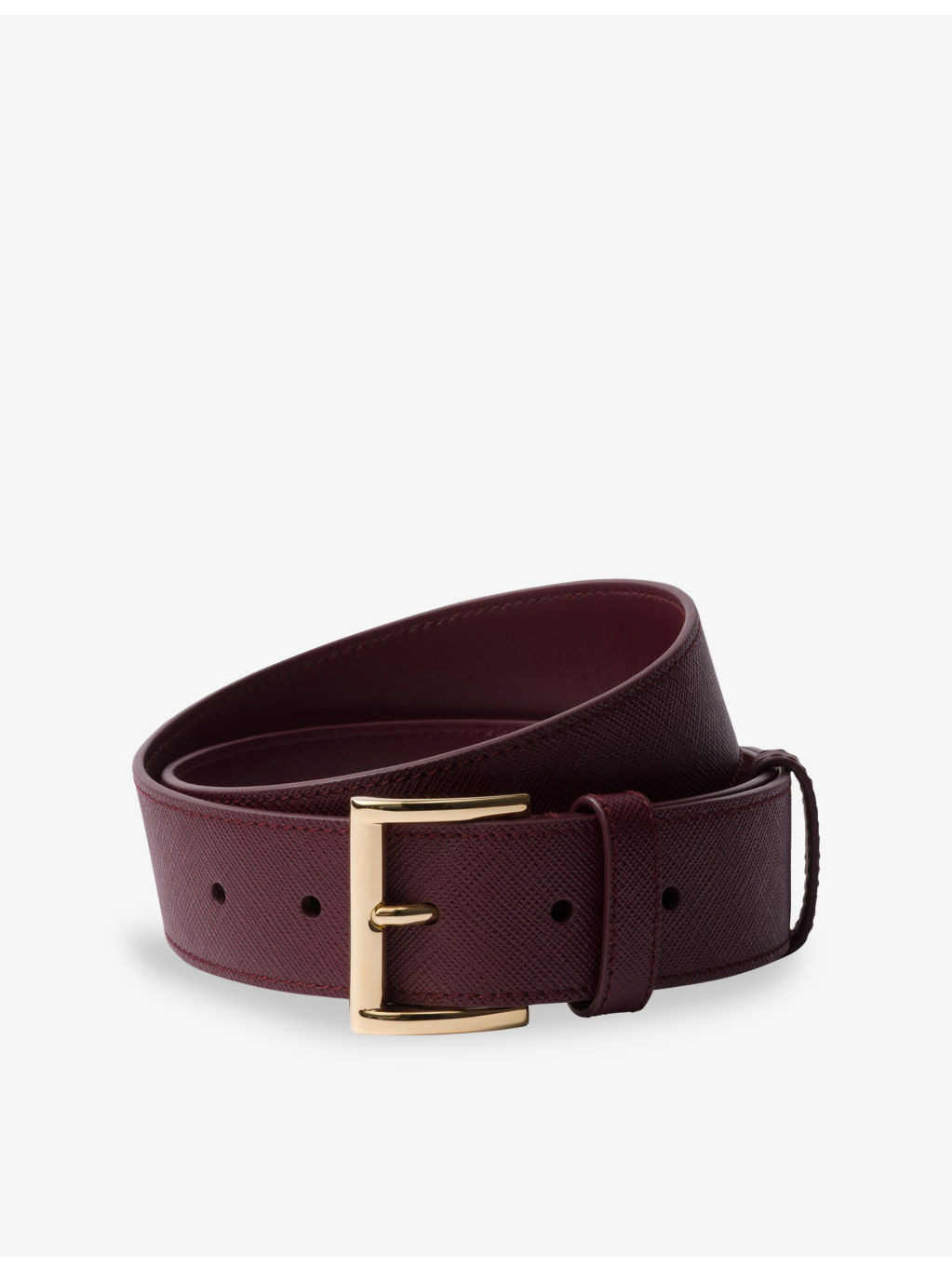 Brand-Plaque Saffiano-Leather Belt - 1
