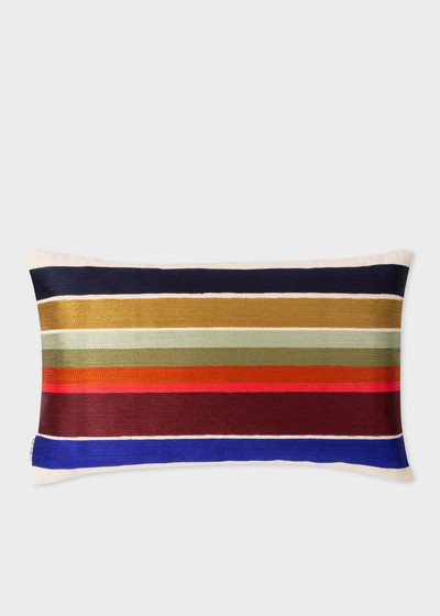Paul Smith Ecru Embroidered 'Signature Stripe' Bolster Cushion outlook