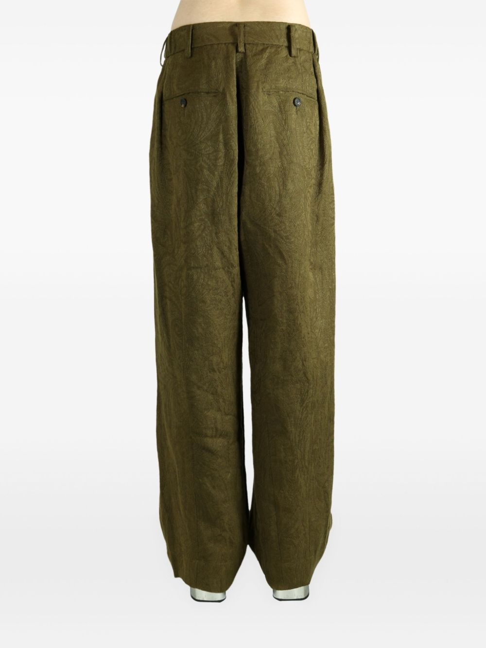 pleat-detail linen trousers - 4