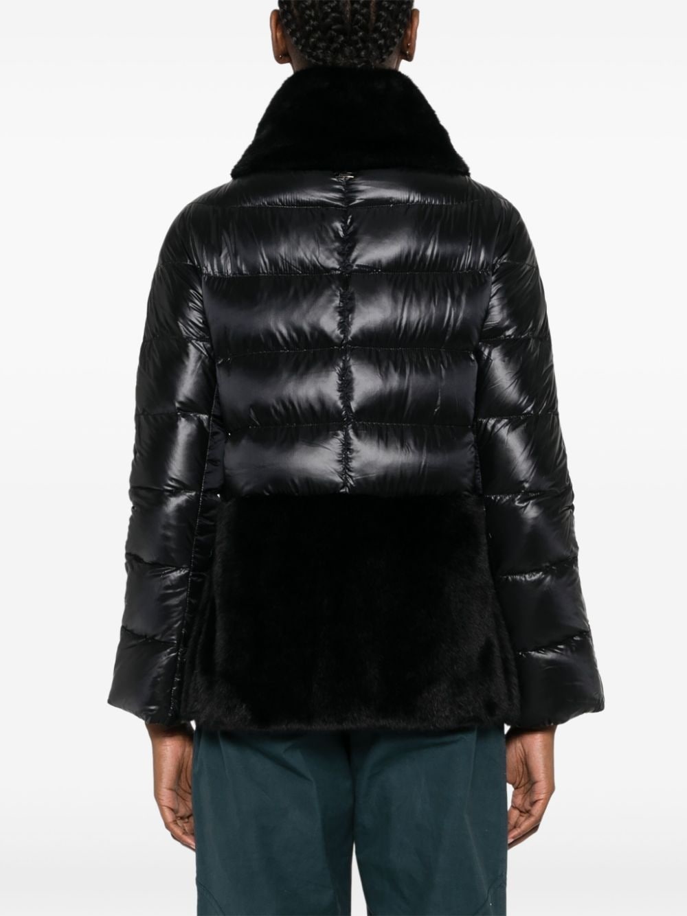 faux-fur quilted down jacket - 4