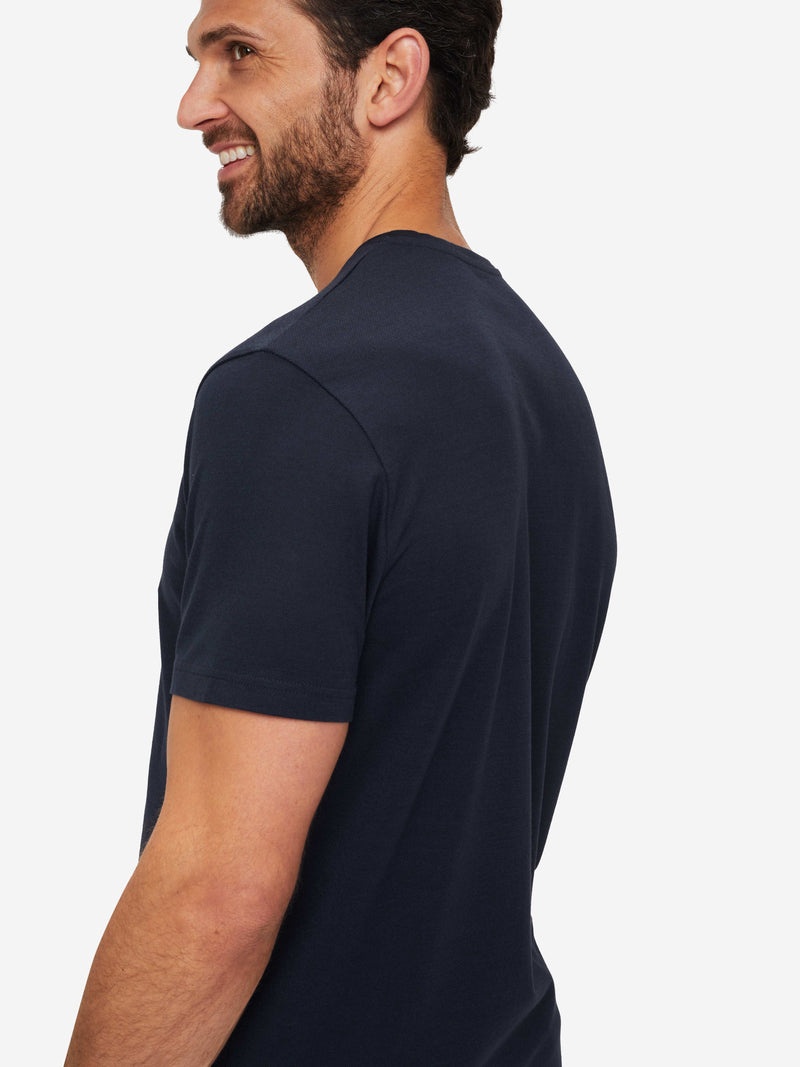Men's T-Shirt Ramsay 2 Pique Cotton Tencel Navy - 7