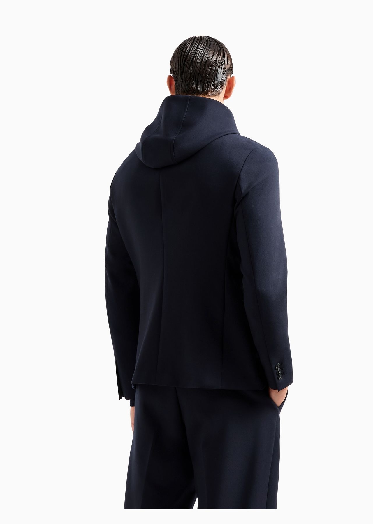Viscose-blend blazer with detachable inner panel and hood - 3