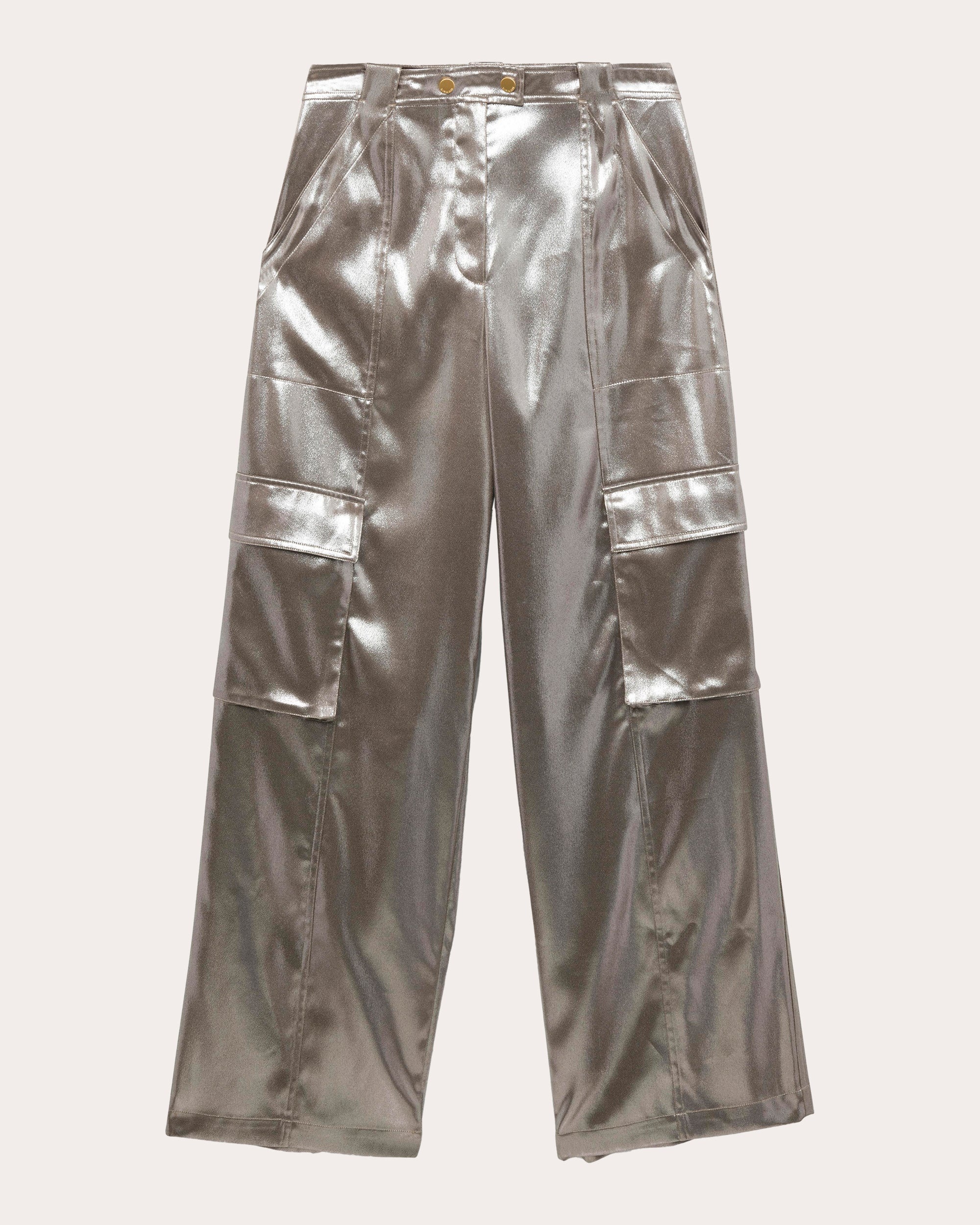 Beatriz Metallic Lamé Wide-Leg Cargo Pants - 5