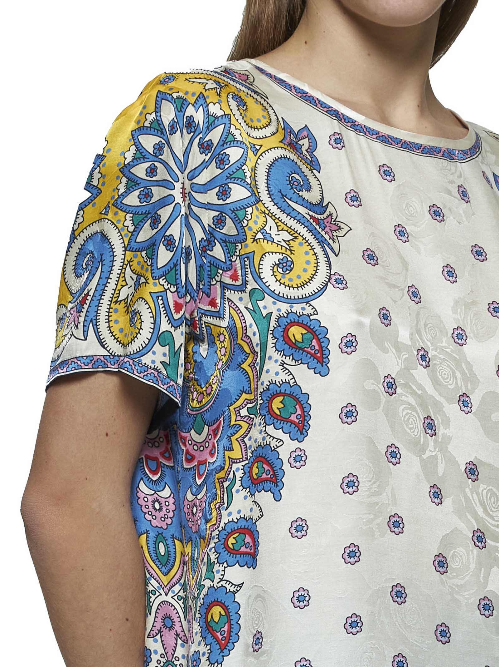 Ivory Paisley print silk blend top - 5