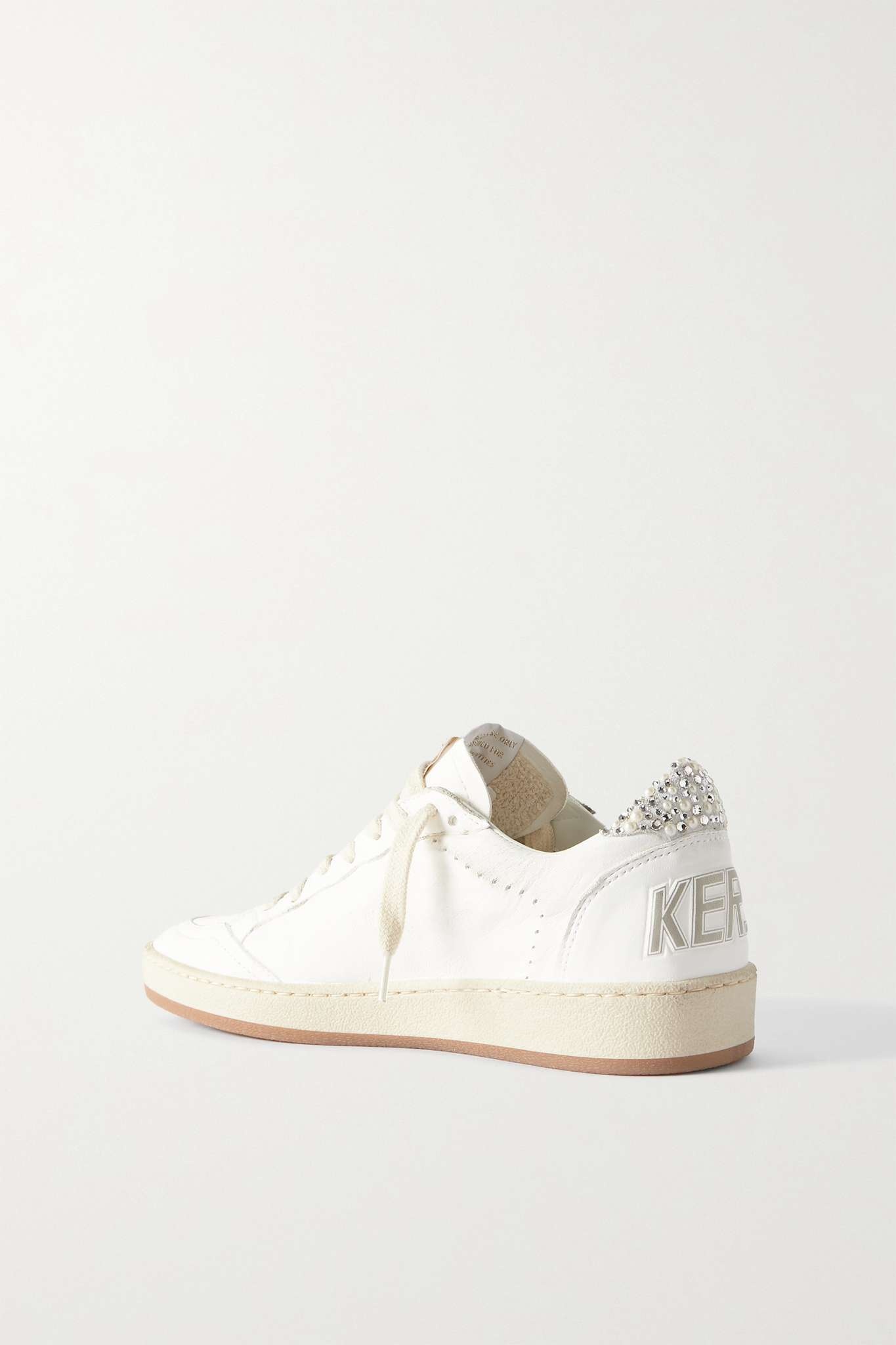 Ball Star shearling-lined embellished distressed leather sneakers - 3