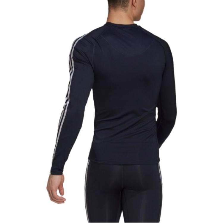 adidas Techfit 3-Stripes Long Sleeve Training Shirt 'Navy' HJ9912 - 4