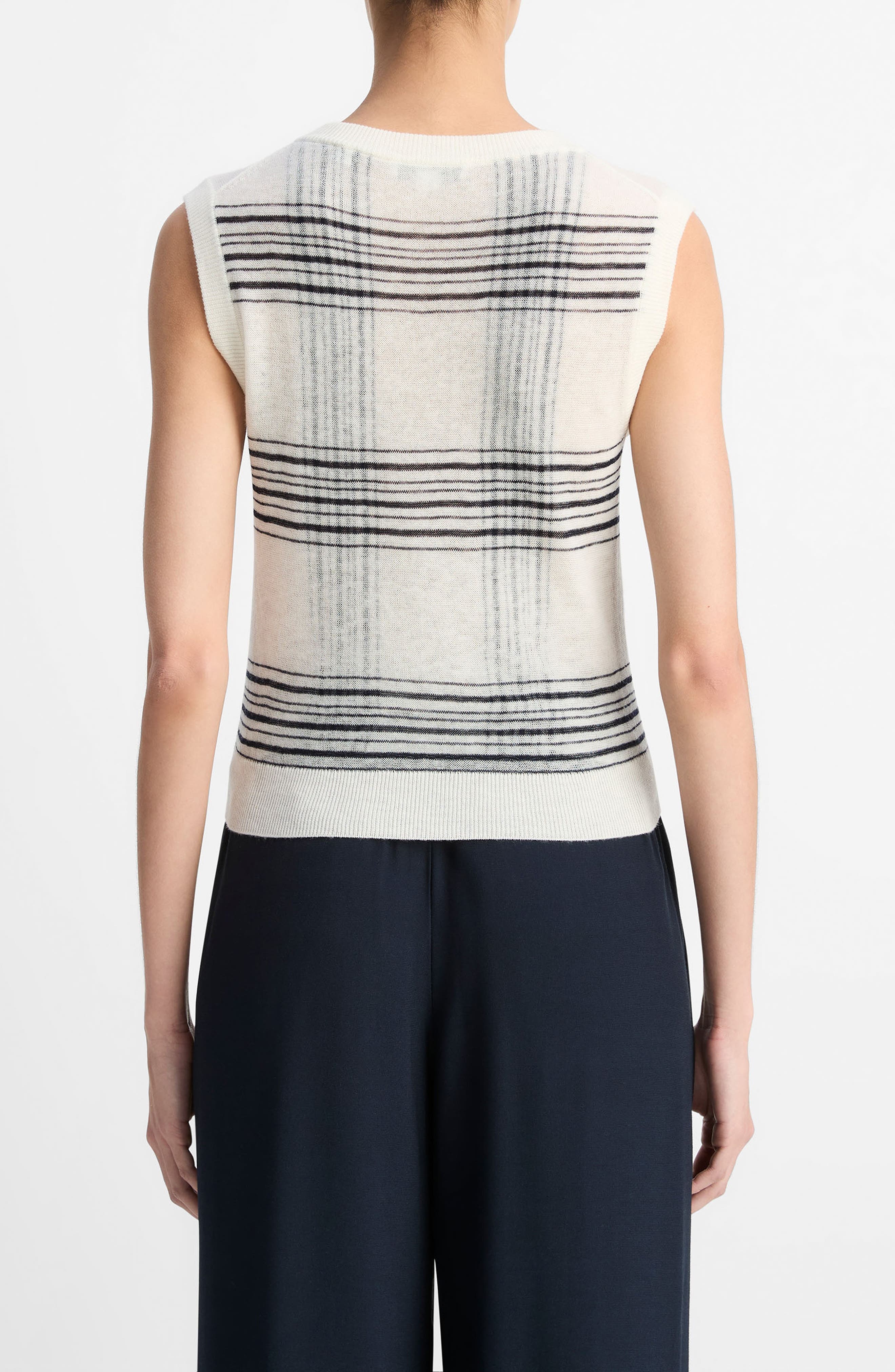 Vince Plaid V-Neck Wool Sweater Vest in Off White/coastal at Nordstrom - 2