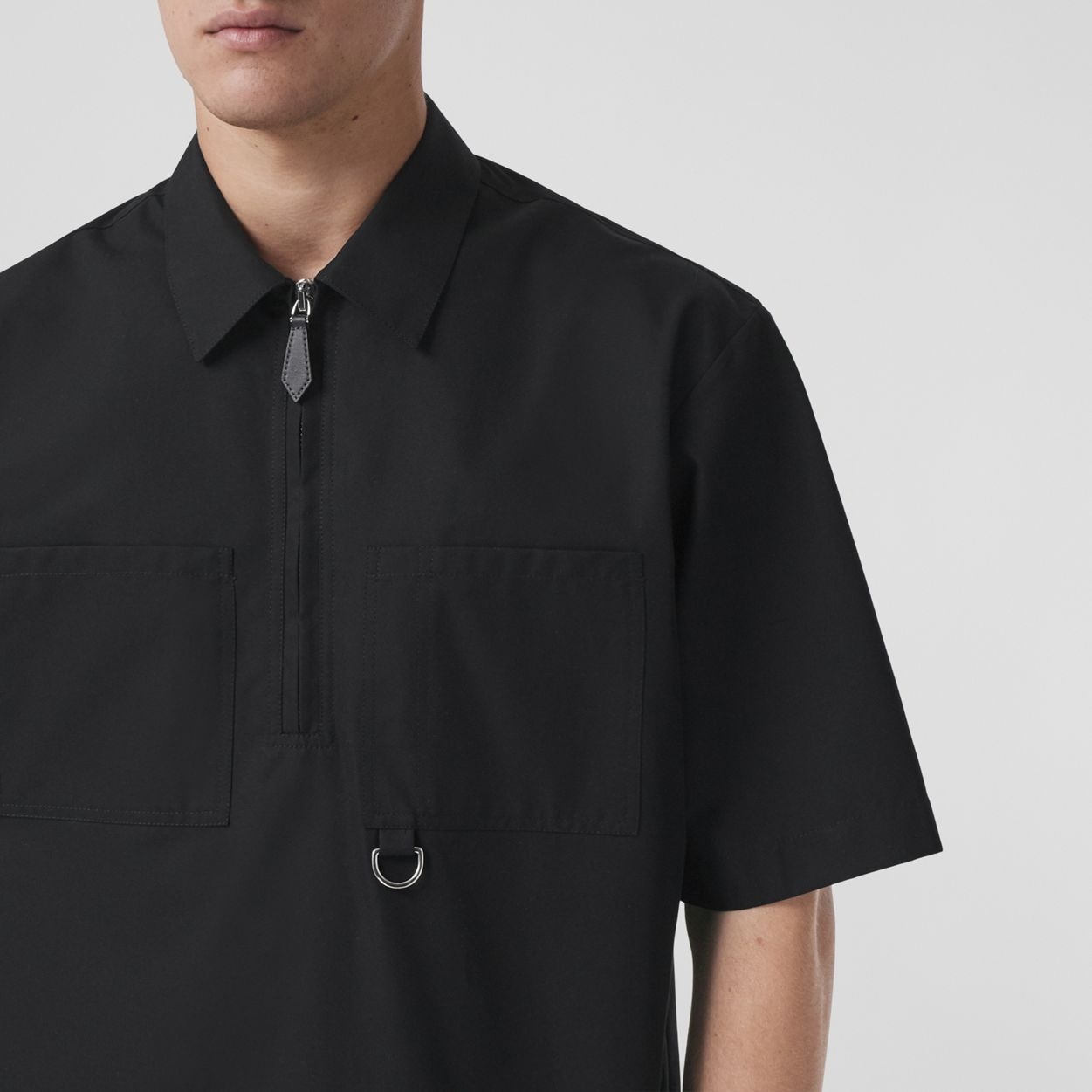 D-ring Detail Short-sleeve Cotton Gabardine Shirt - 3