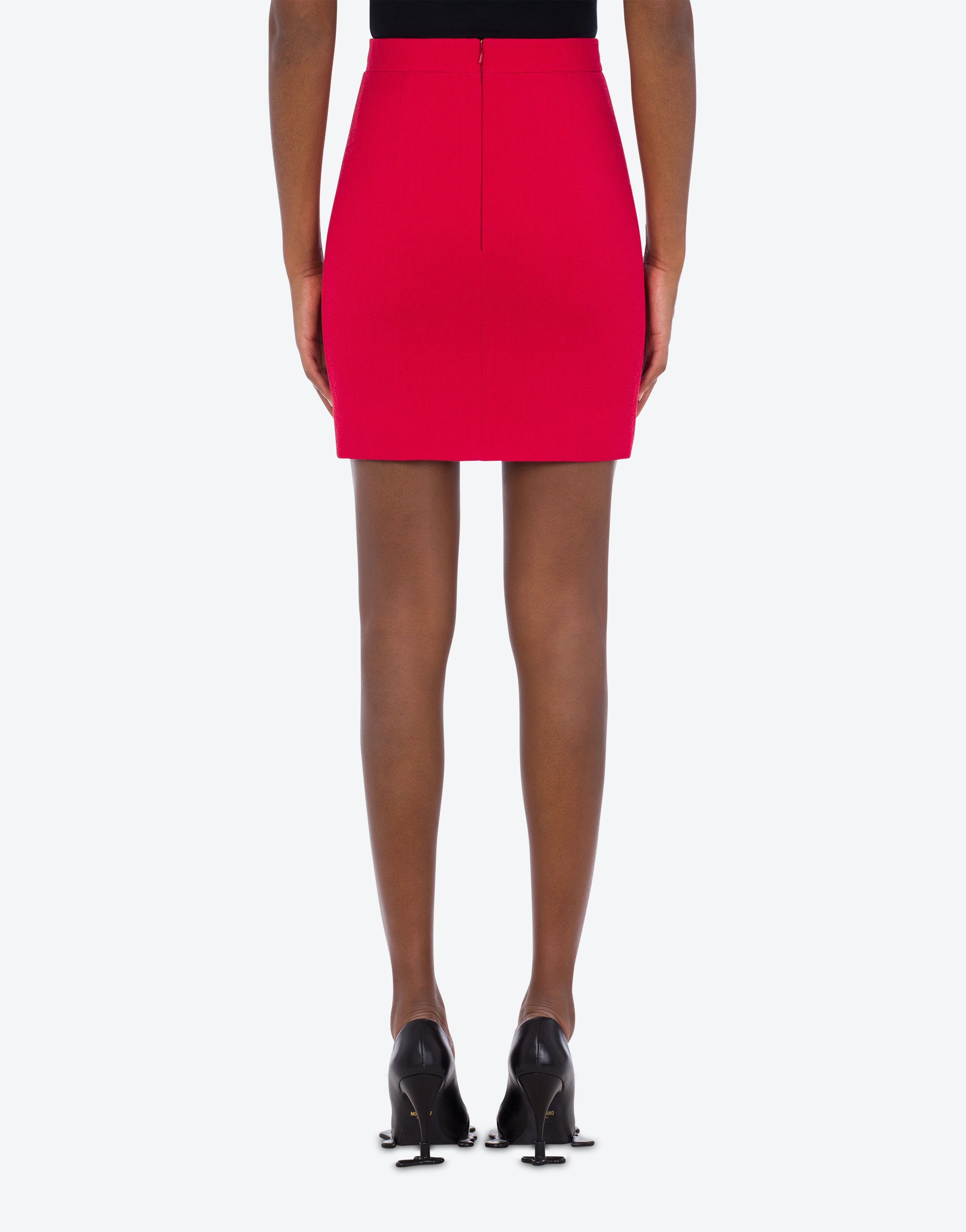 HEART BUTTONS STRETCH CRÊPE MINISKIRT - 3