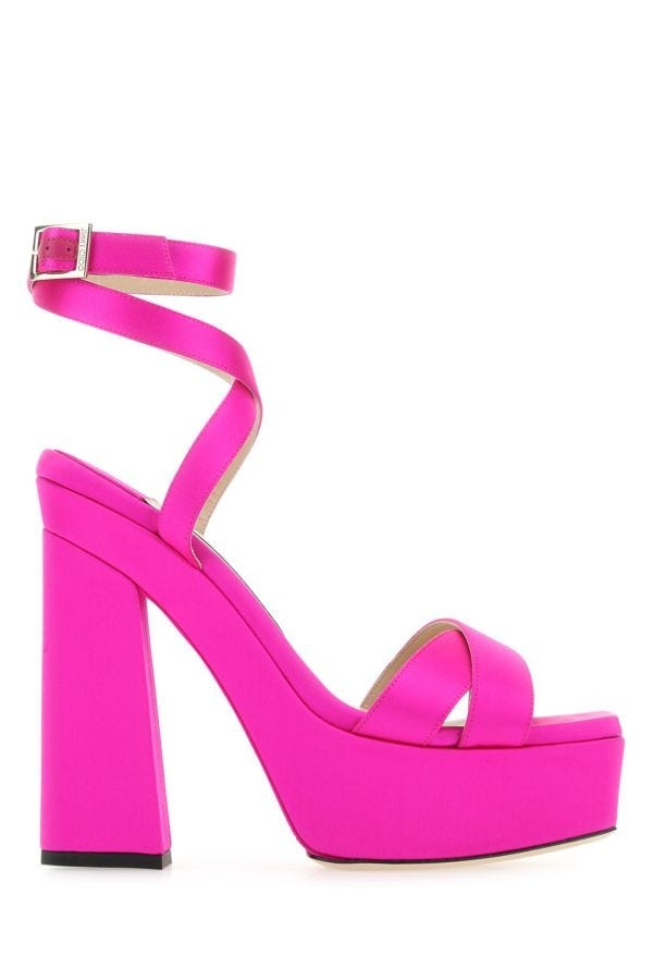 Jimmy Choo Woman Fuchsia Satin Gaia Sandals - 1