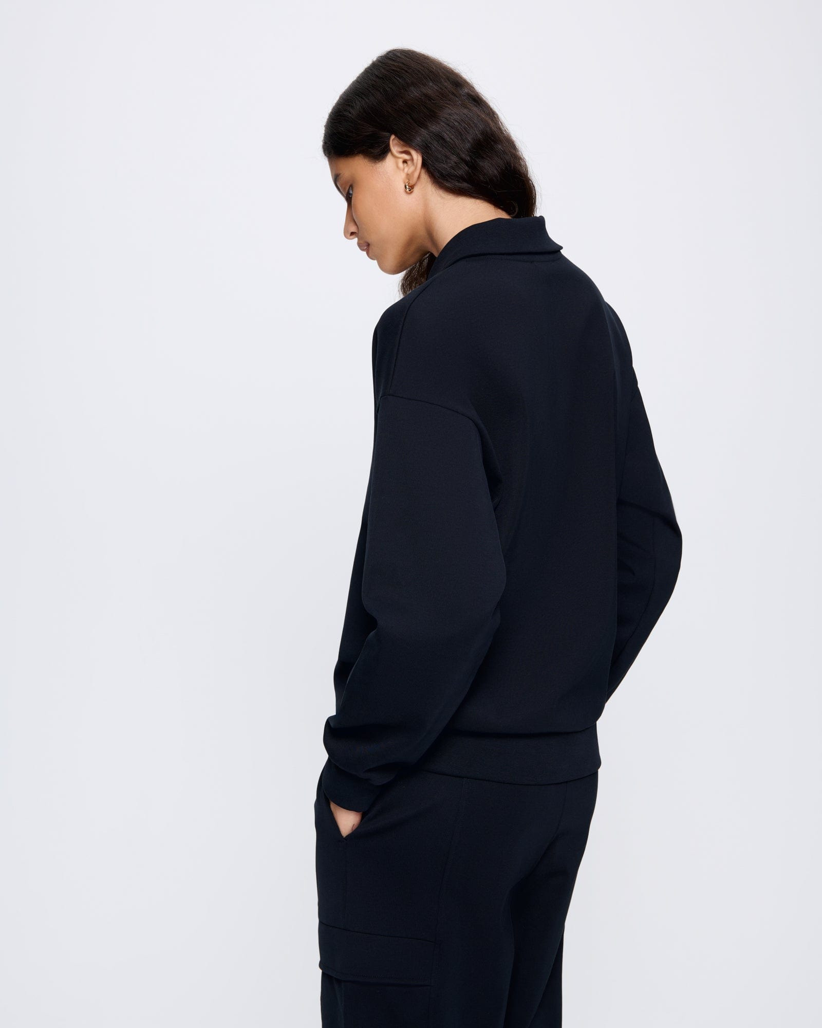 Womens DNA Double Jersey Half Zip Sweatshirt - Black - 5