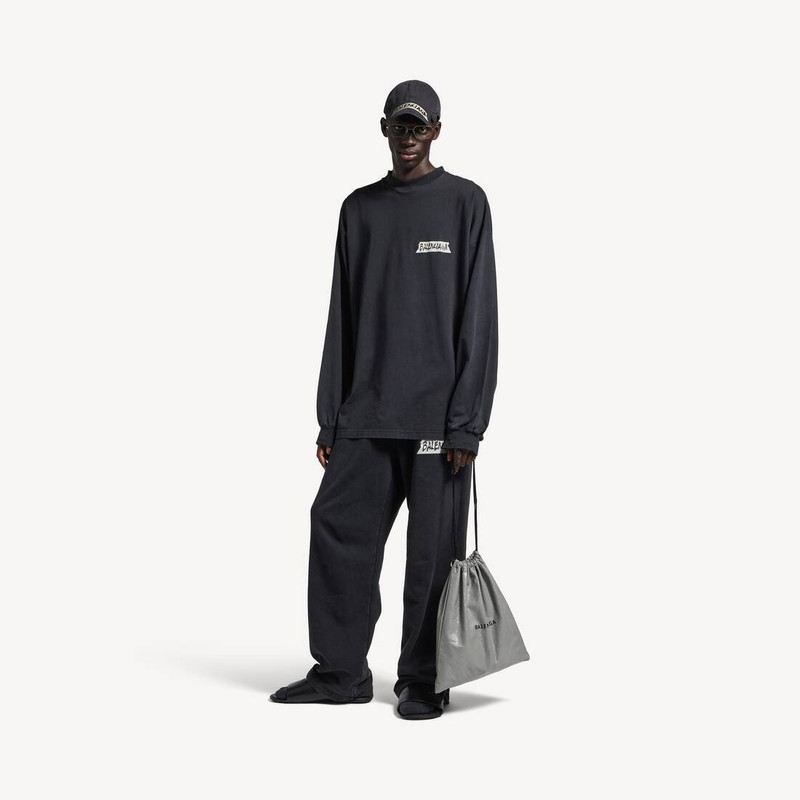 BALENCIAGA Men's Masking Tape Long Sleeve T-shirt Large Fit in Faded Black outlook