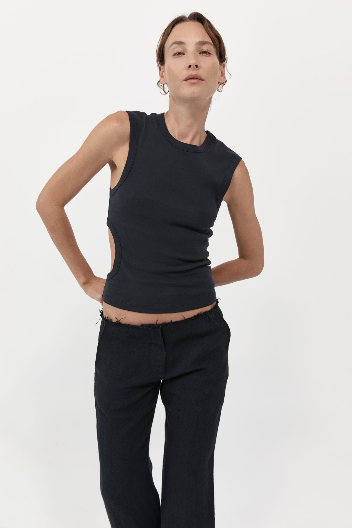 Organic Cotton Cut Out Tank - Black - 3