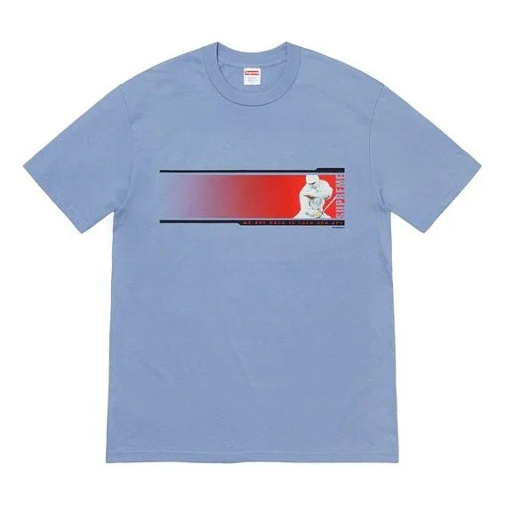Supreme FW19 Week 7 Were Back Tee Printing Short Sleeve Unisex Blue Gray SUP-FW19-745 - 1