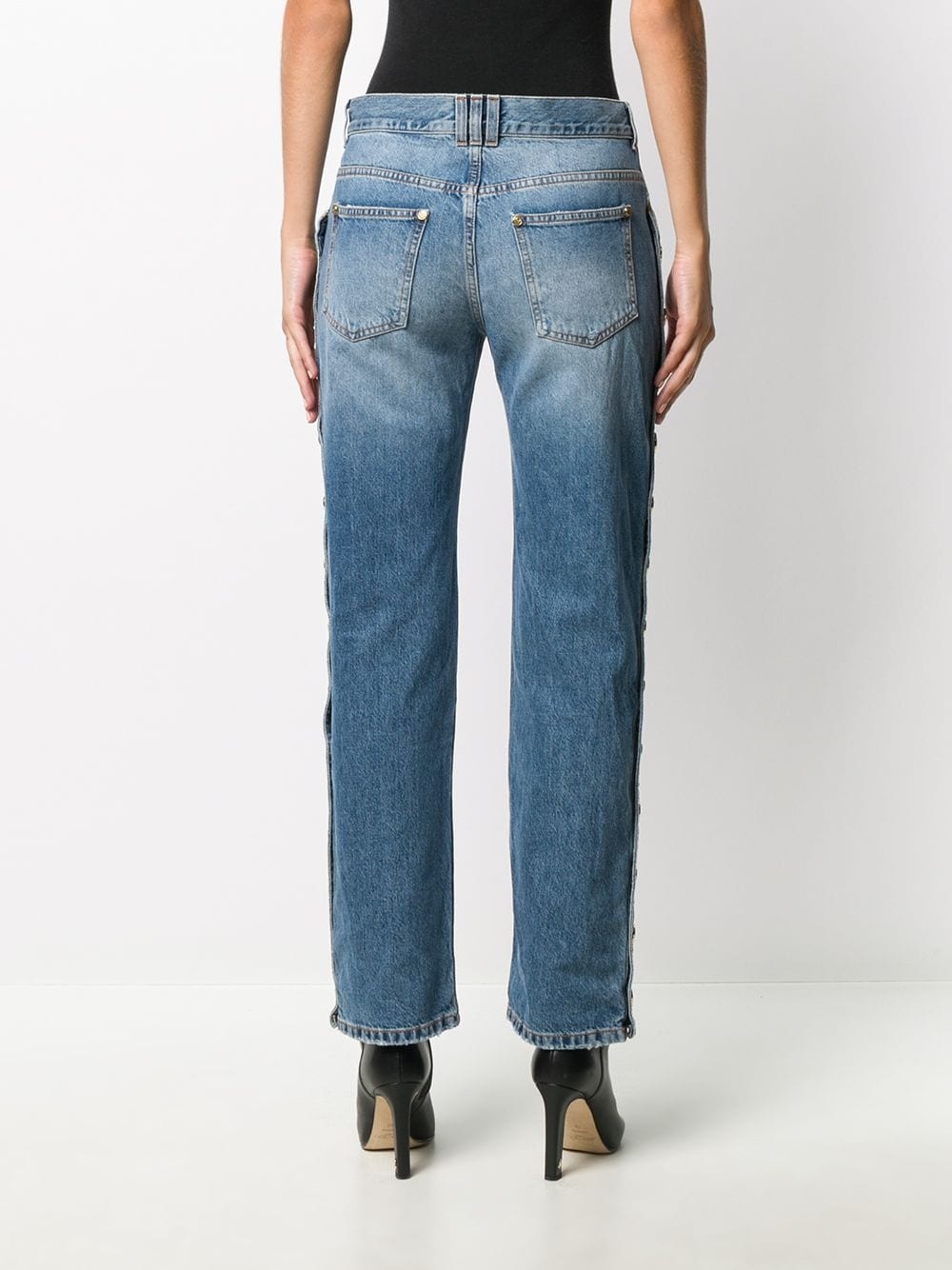 buttoned straight-leg jeans - 4