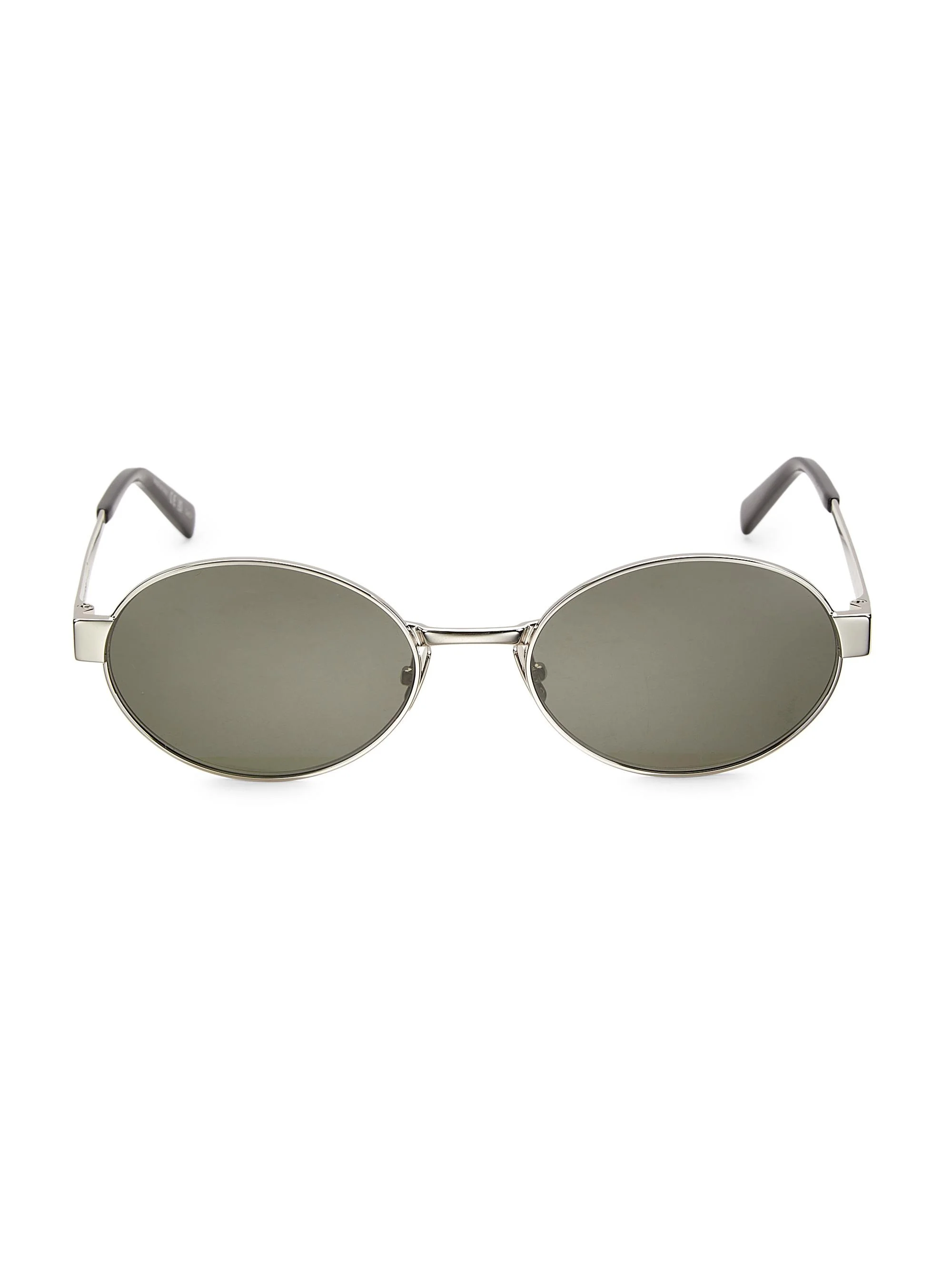 Women's Feminine Fashion Icons 55MM Oval Metal Sunglasses - Silver Dark Grey - 1