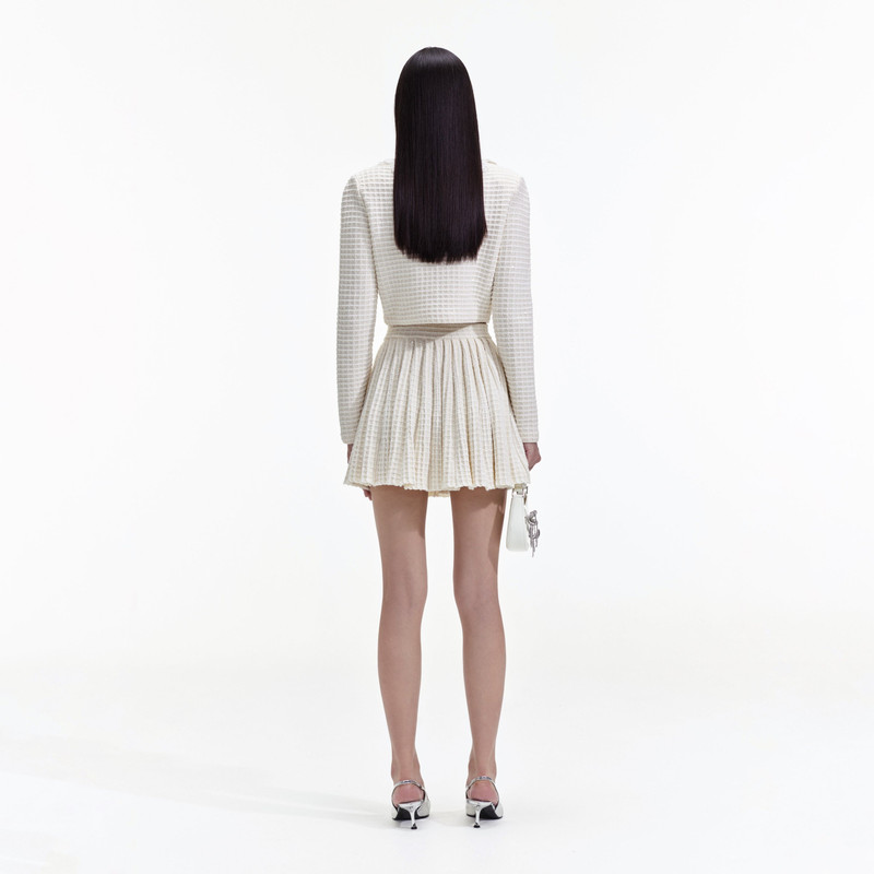 self-portrait Cream Knit Floral Trim Cardigan outlook