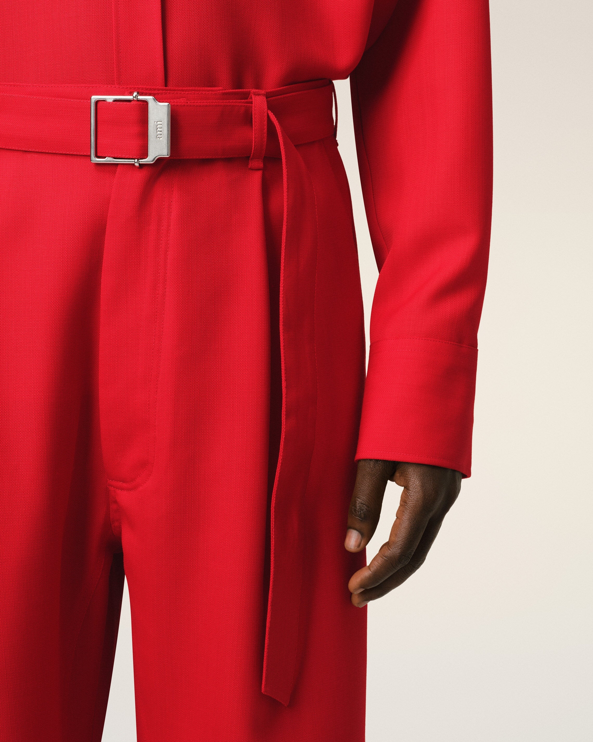 RED WOOL CARGO TROUSERS - 5