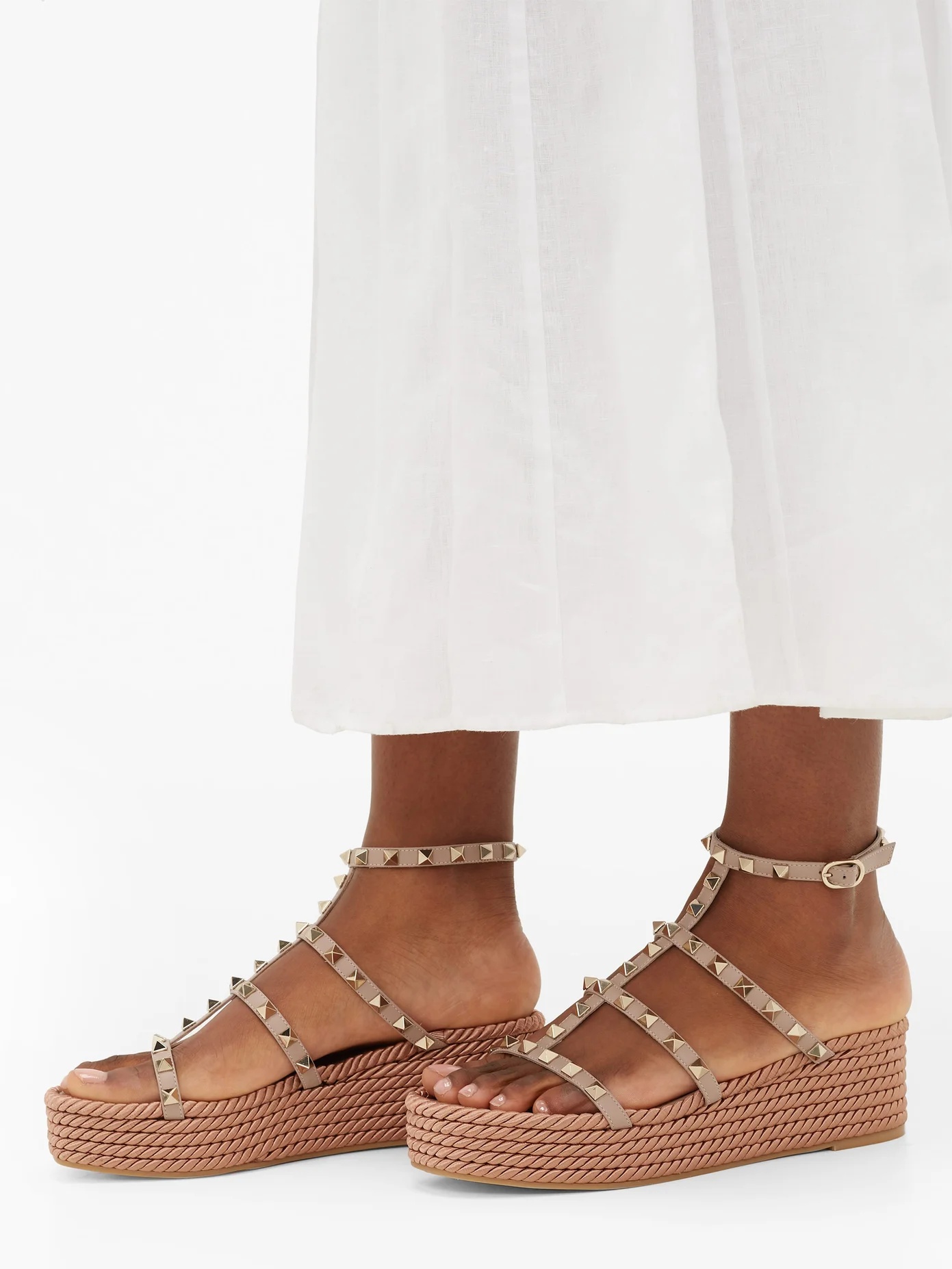 Torchon Rockstud leather wedge sandals - 4