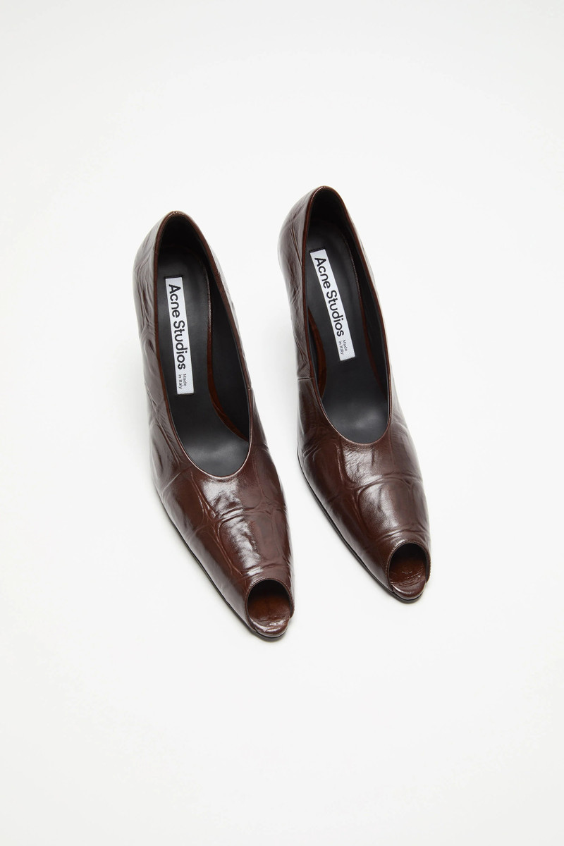 Leather open toe heels - Chocolate brown 3