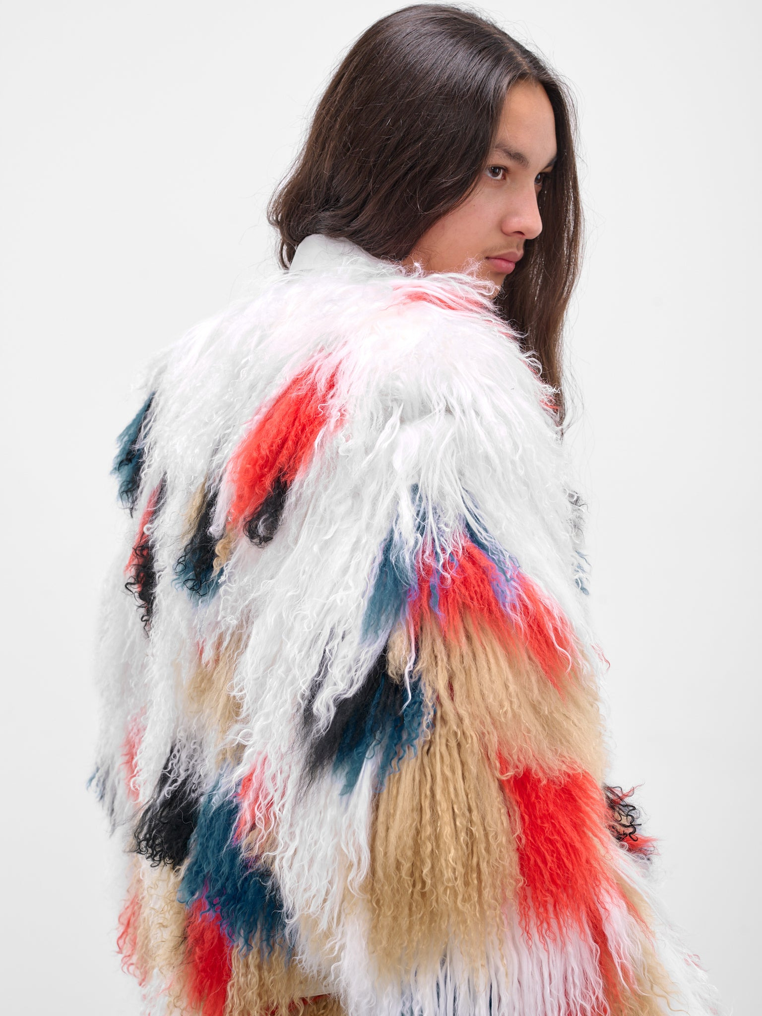 Multi-Color Oversized Faux Fur Coat - 5