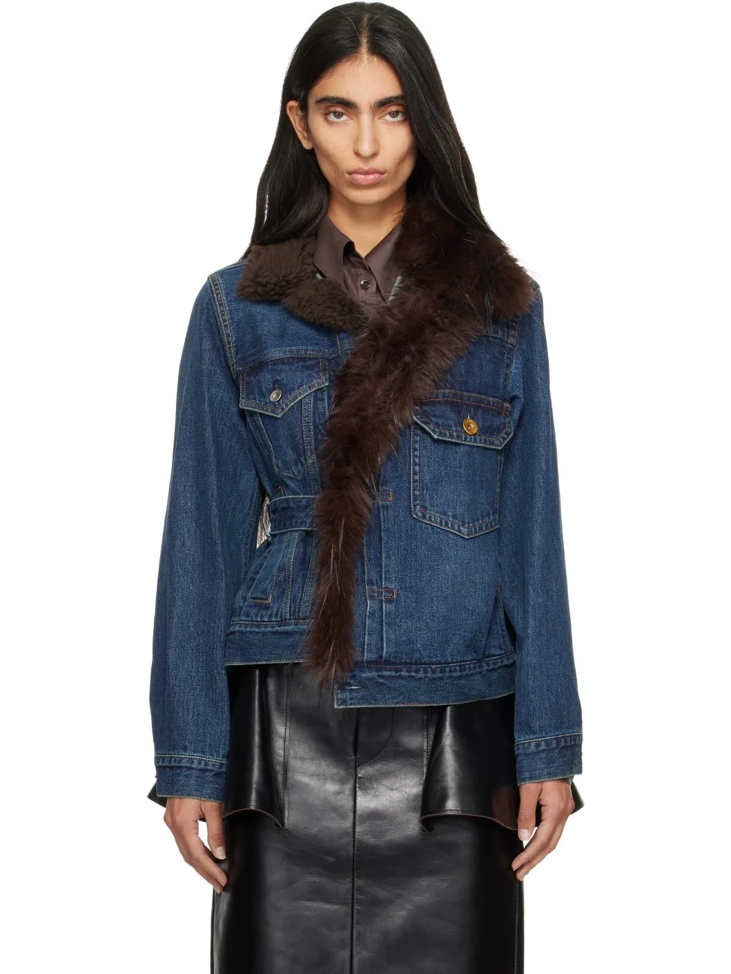 Blue Faux-Fur Denim Jacket - 1
