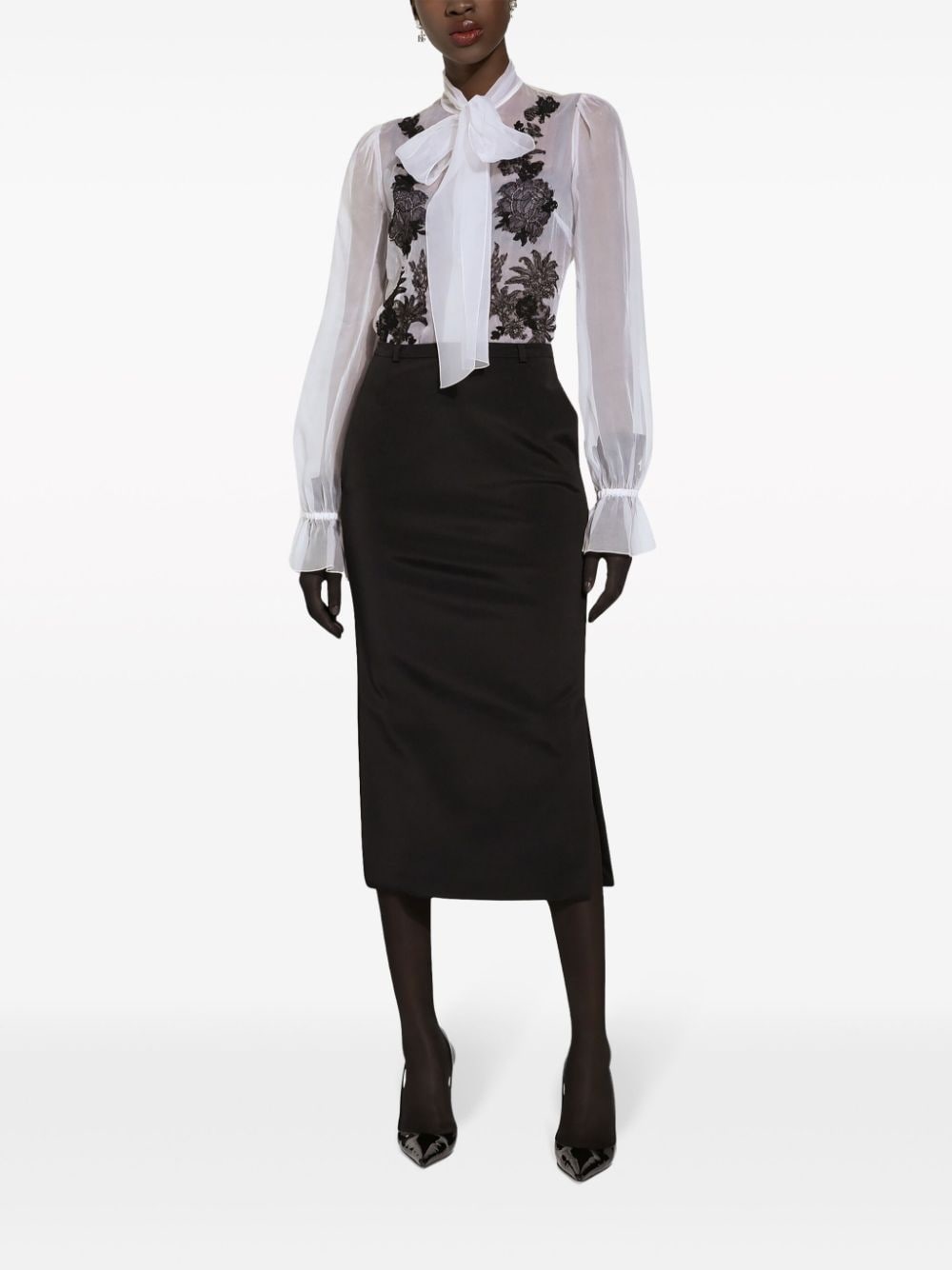 lace-appliquÃ© silk-blend shirt - 3