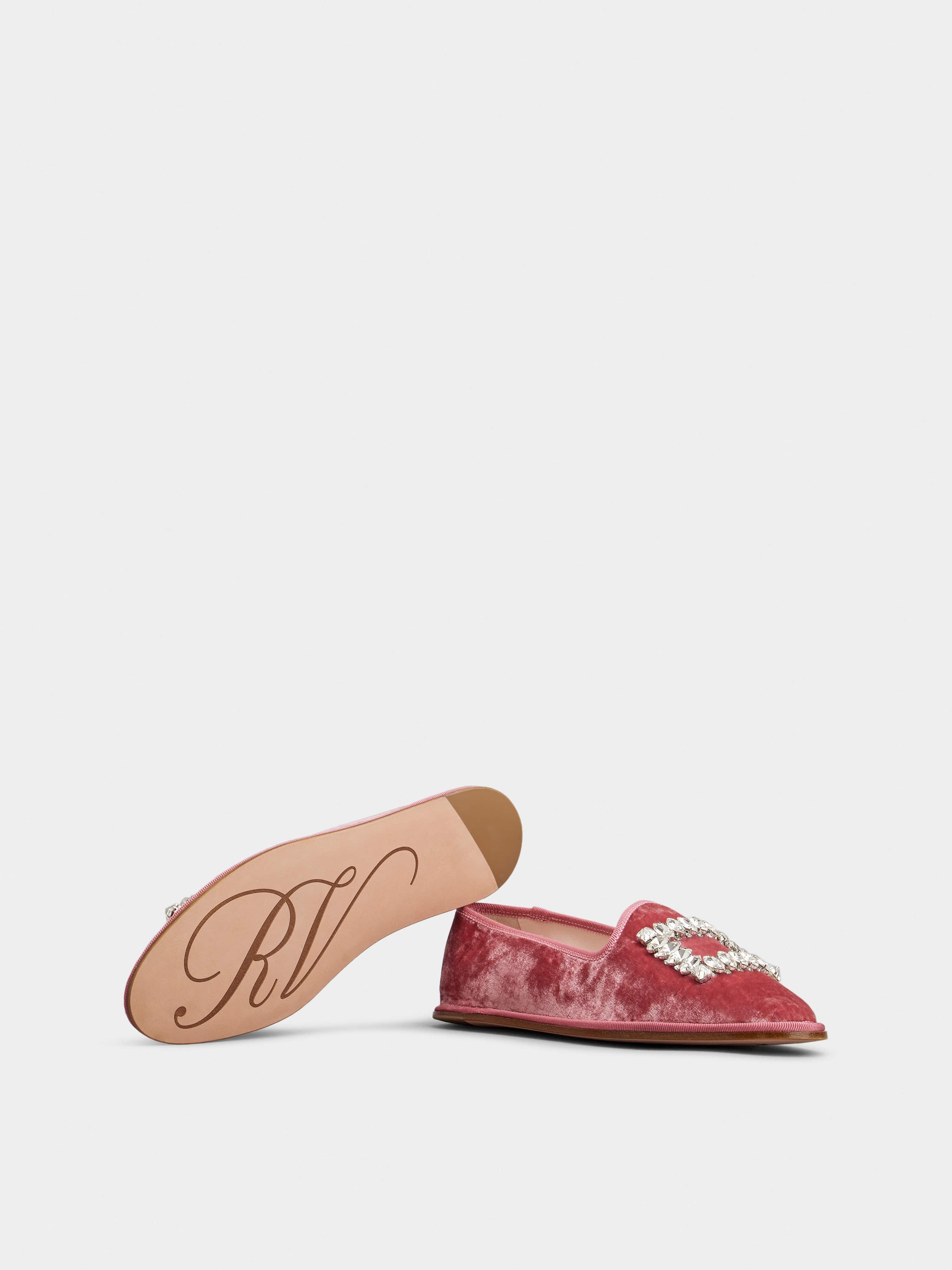 Babby Viv' Strass Embroidered Buckle Slippers in Velvet - 6