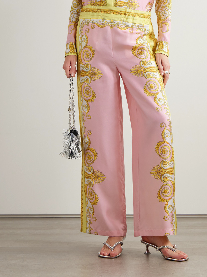 Printed Silk-twill Wide-leg Pants 4