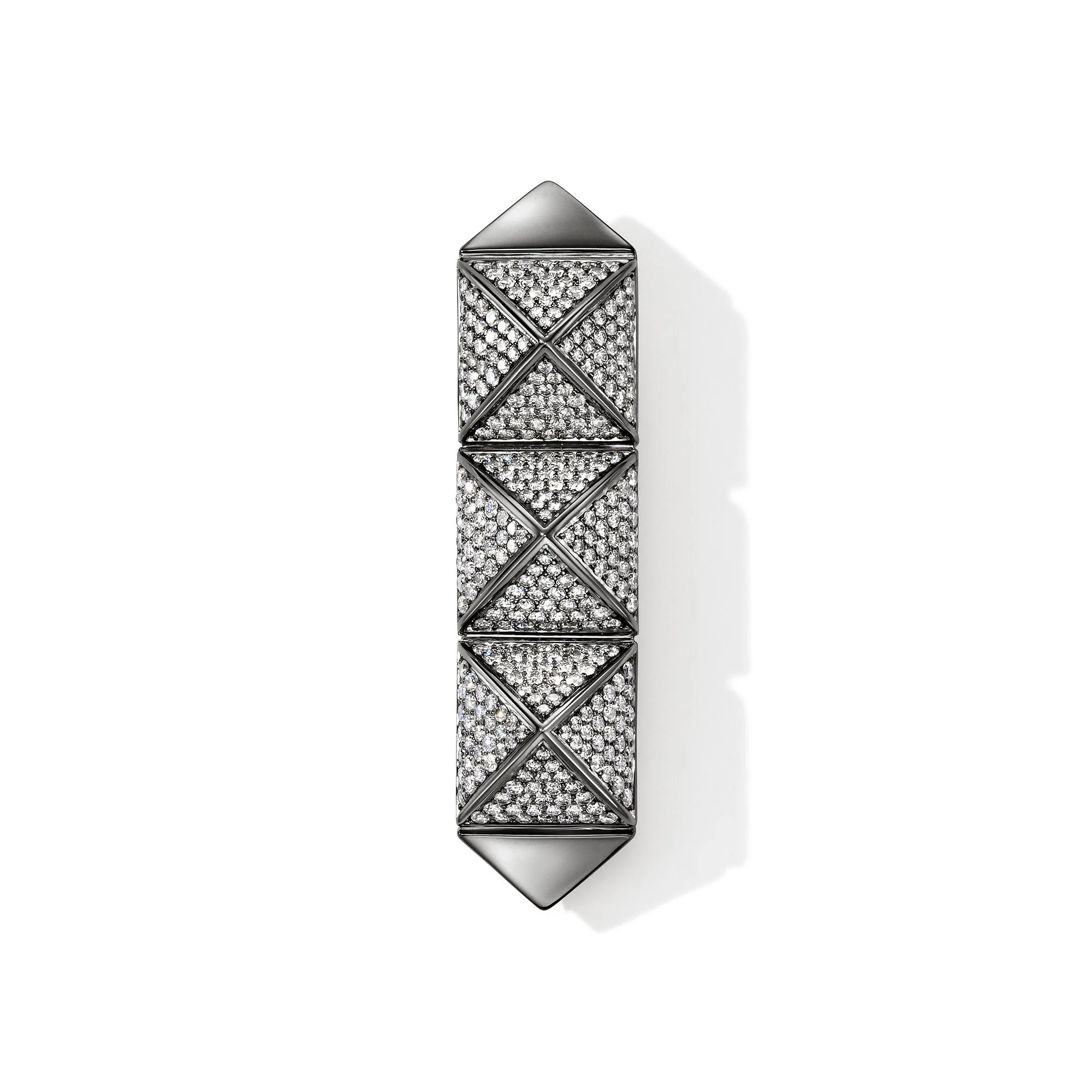 Icon Stud Brooch, Dark Silver, Diamonds - 1