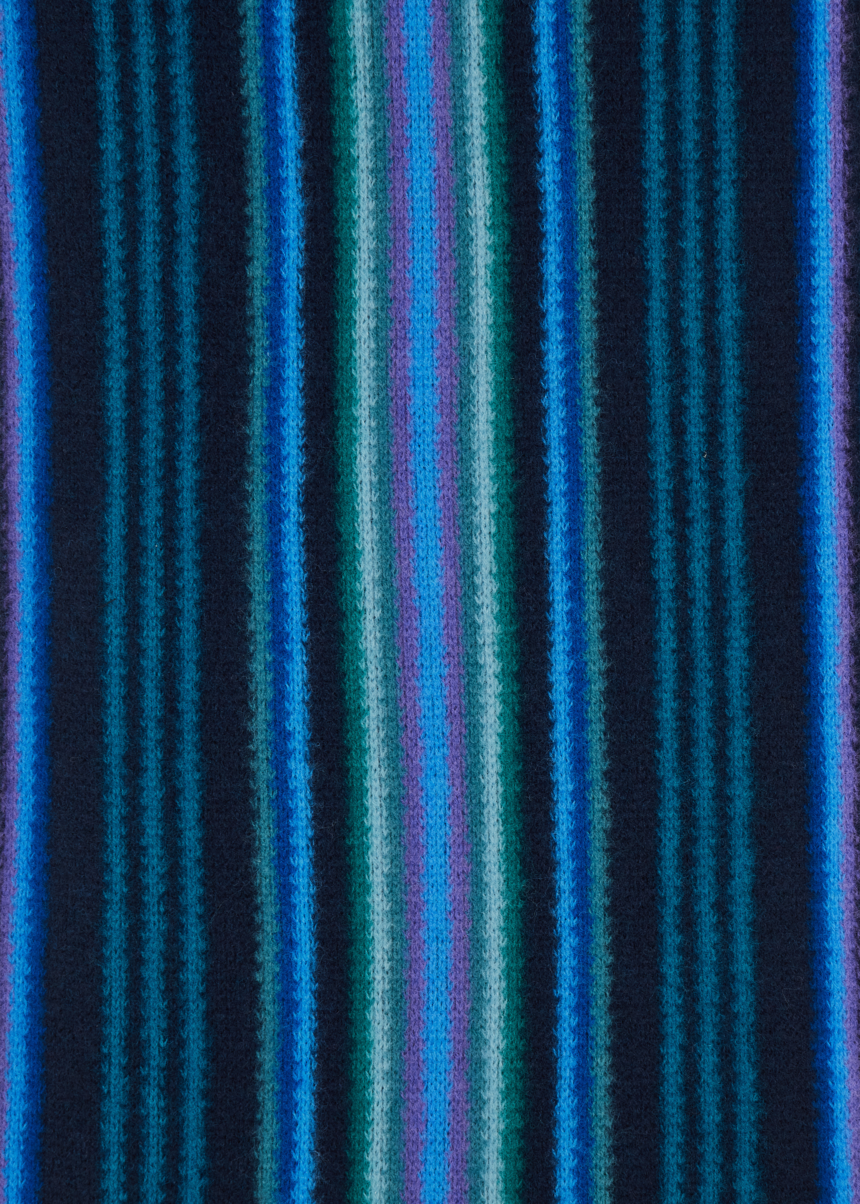 Blue Merino Wool Multistripe Scarf - 3