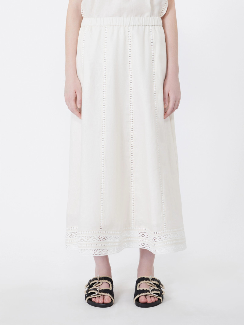 GERGO Linen skirt with à jour embroidery - ECRU 3