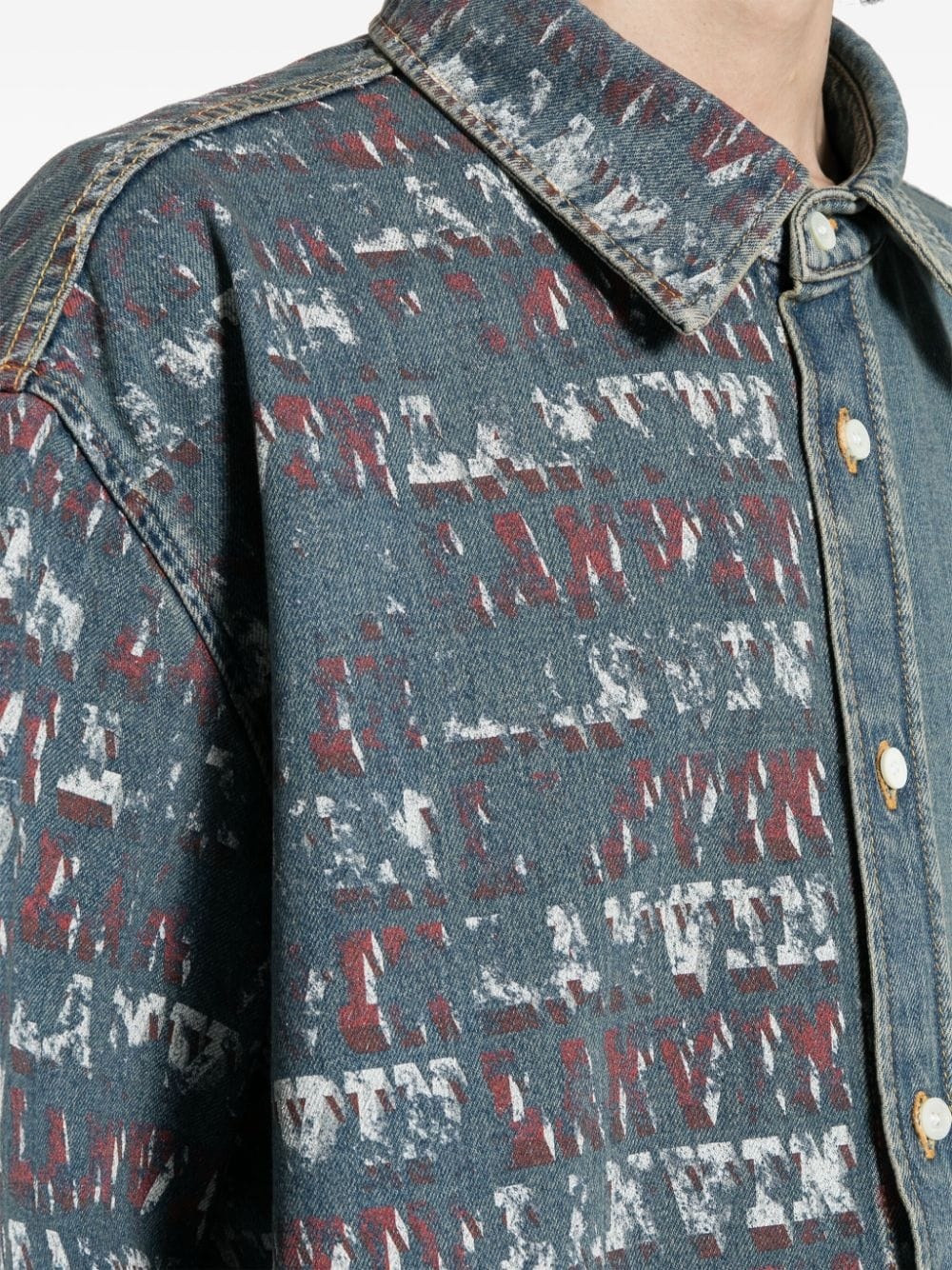 x Future asymmetric denim shirt - 6