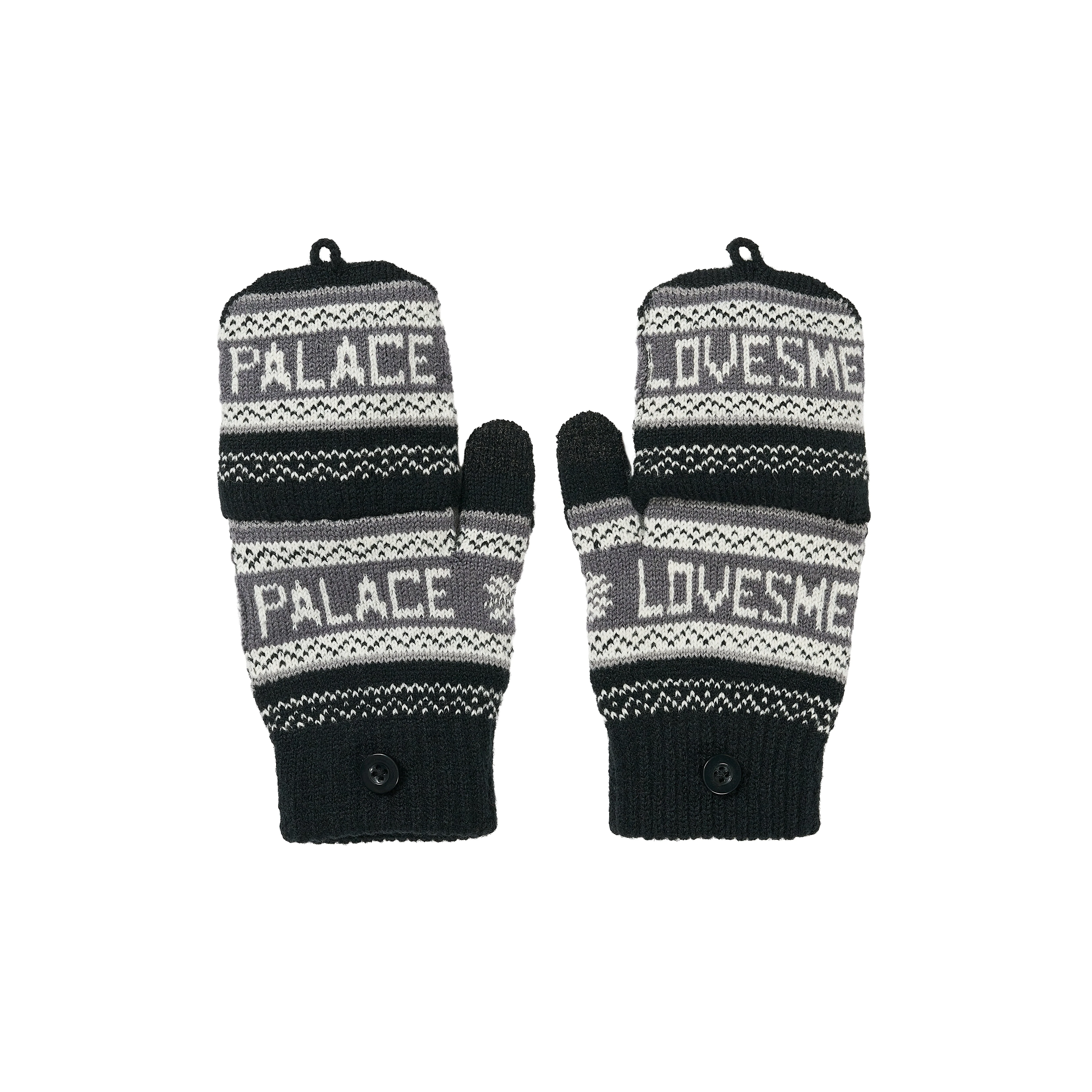 PALACE LOVES ME KNITTED GLOVES BLACK - 1