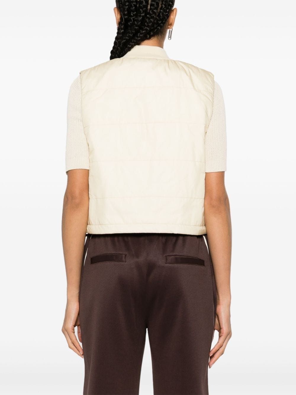 logo-embroidered cropped gilet - 4