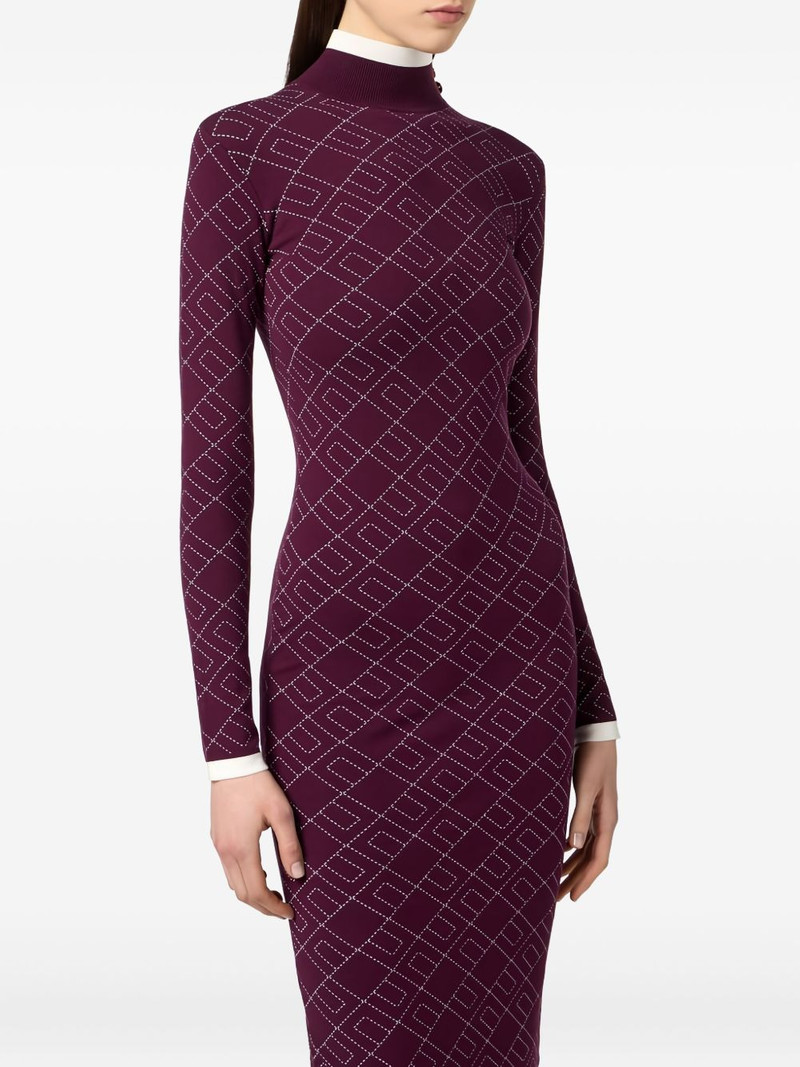 decorative-button jacquard knit midi dress 4
