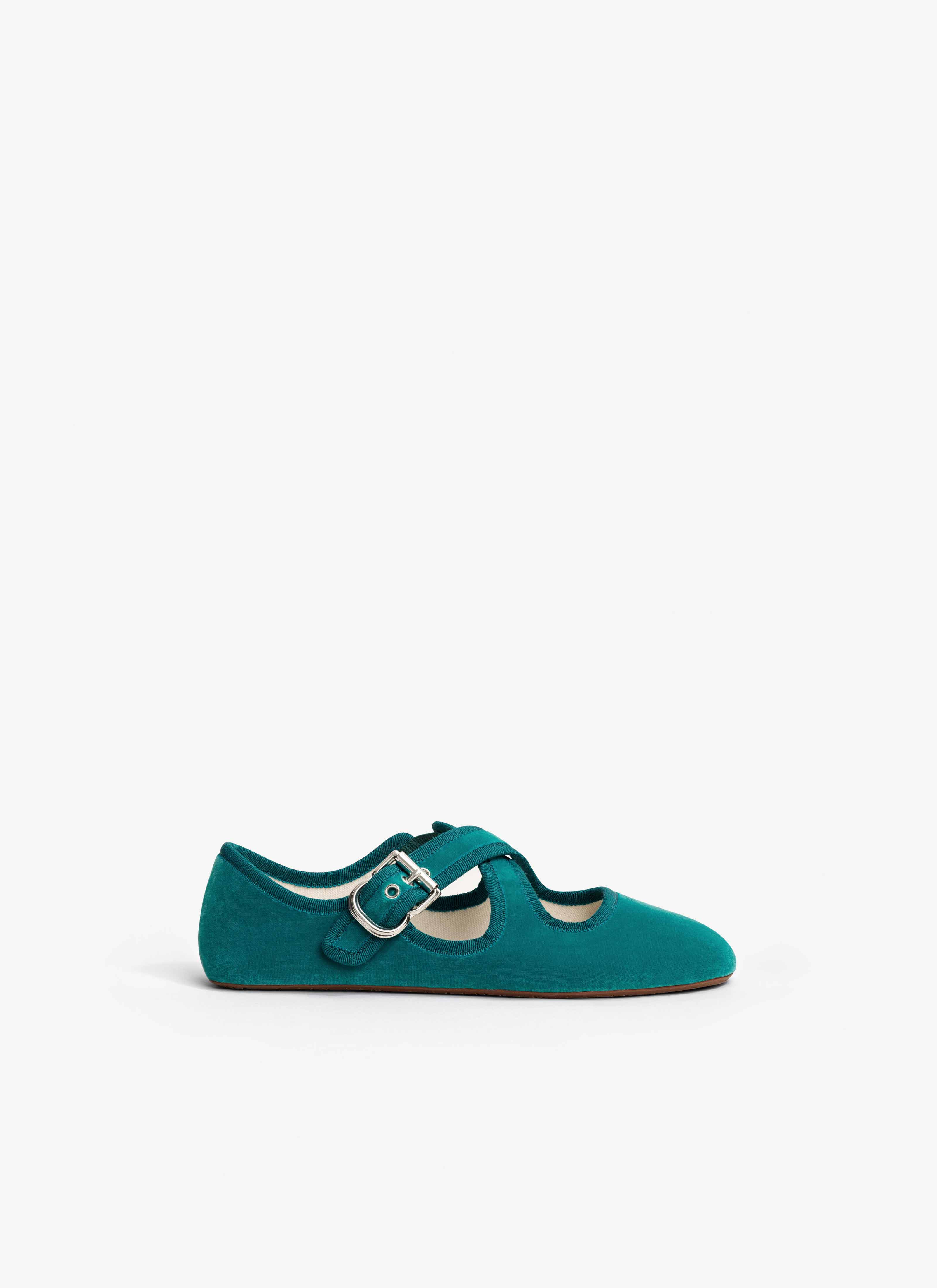 CRISS CROSS BALLET FLATS IN VELVET - 1
