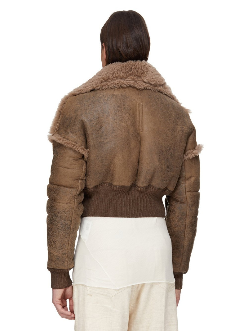 Slim-Fit Panelled Shearling Jacket Brown 3