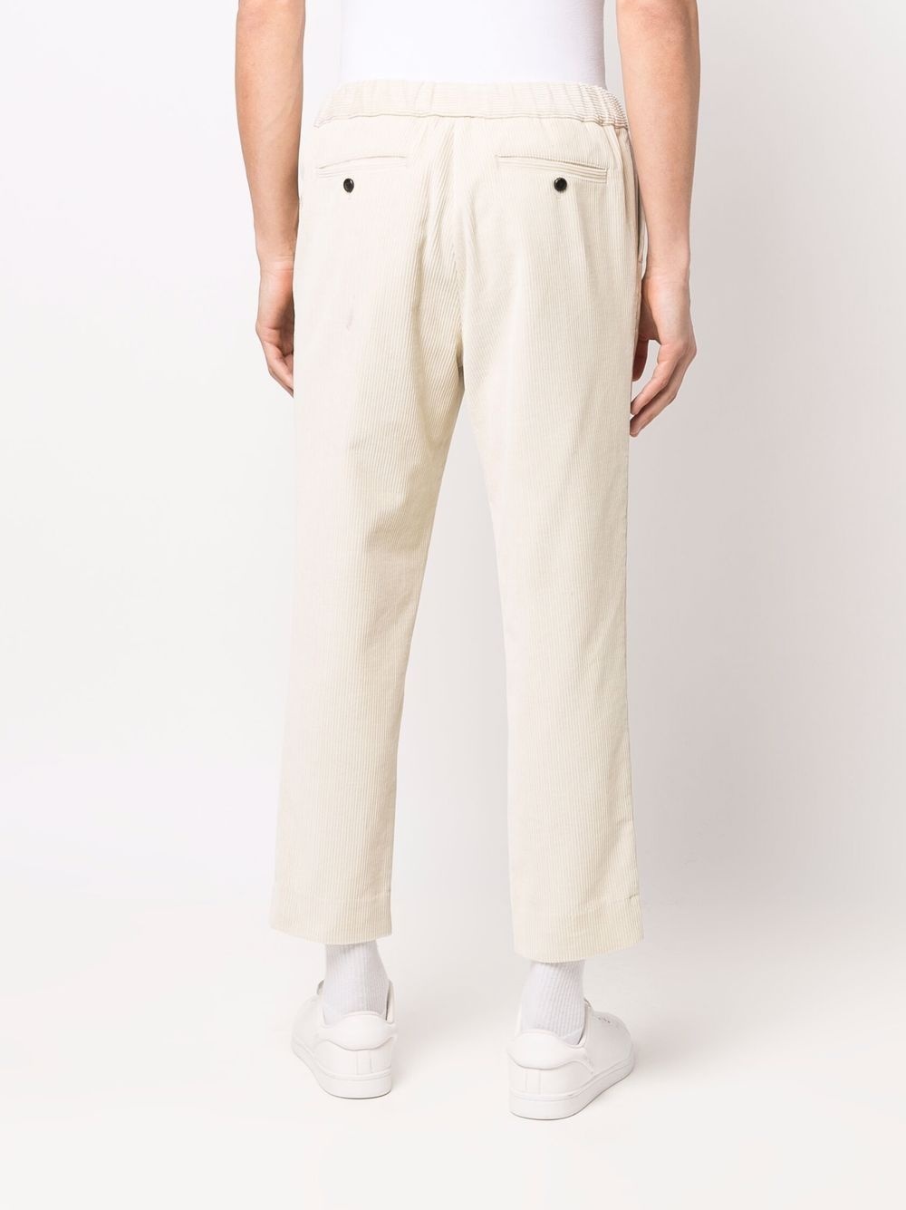drawstring-waist corduroy trousers - 4