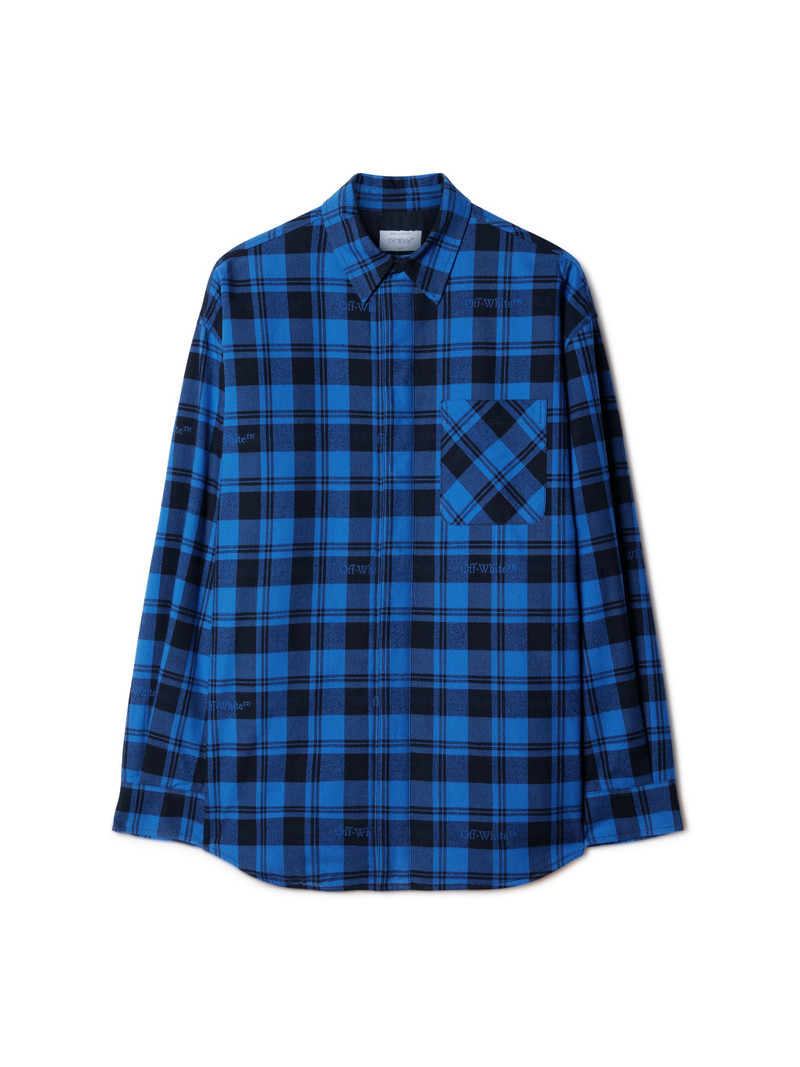 Check Flann Padded Overshirt Dark Blue B - 1
